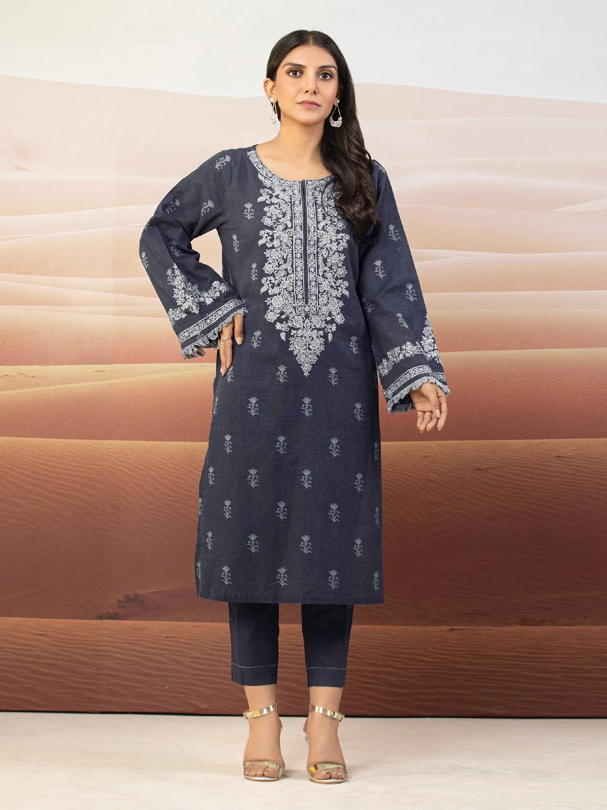 Embroidered Cotton Satin Shirt - EWU22V9-25041