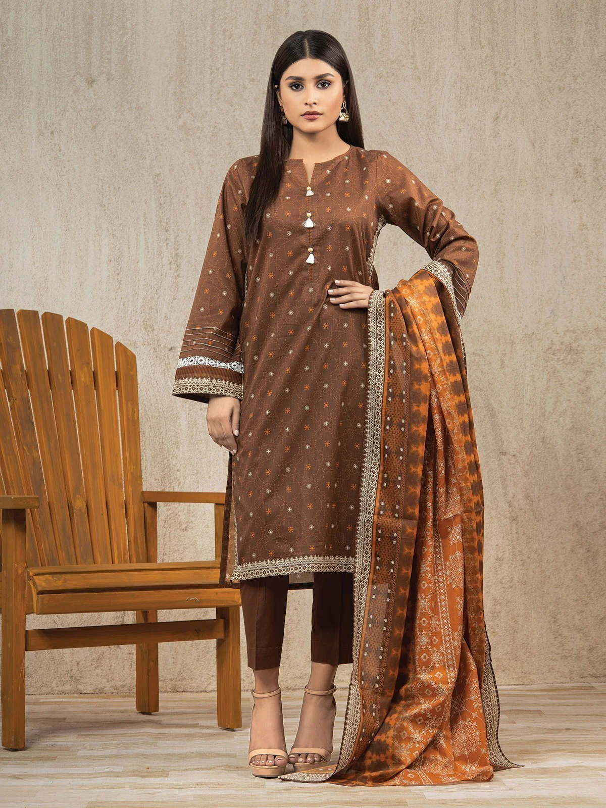 Printed Lawn Suit - EWU23A1-26009