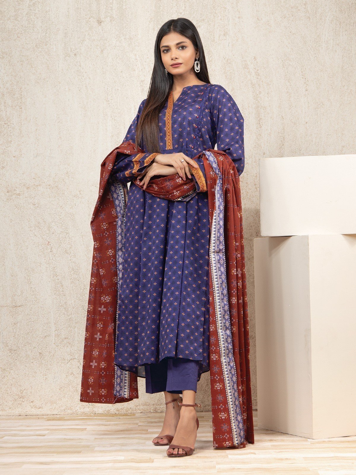 Printed Lawn Suit - EWU23A1-26024