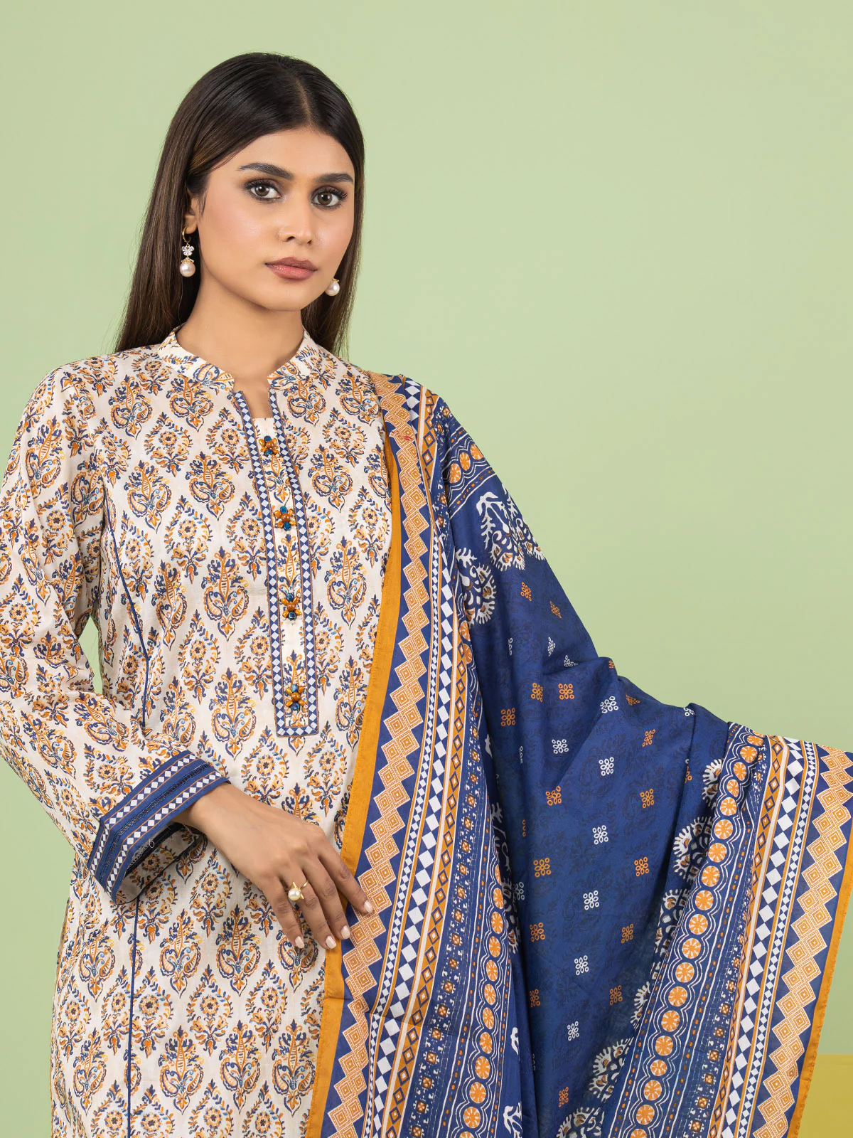 Printed Lawn Suit - EWU23A1-26035 - Image 3