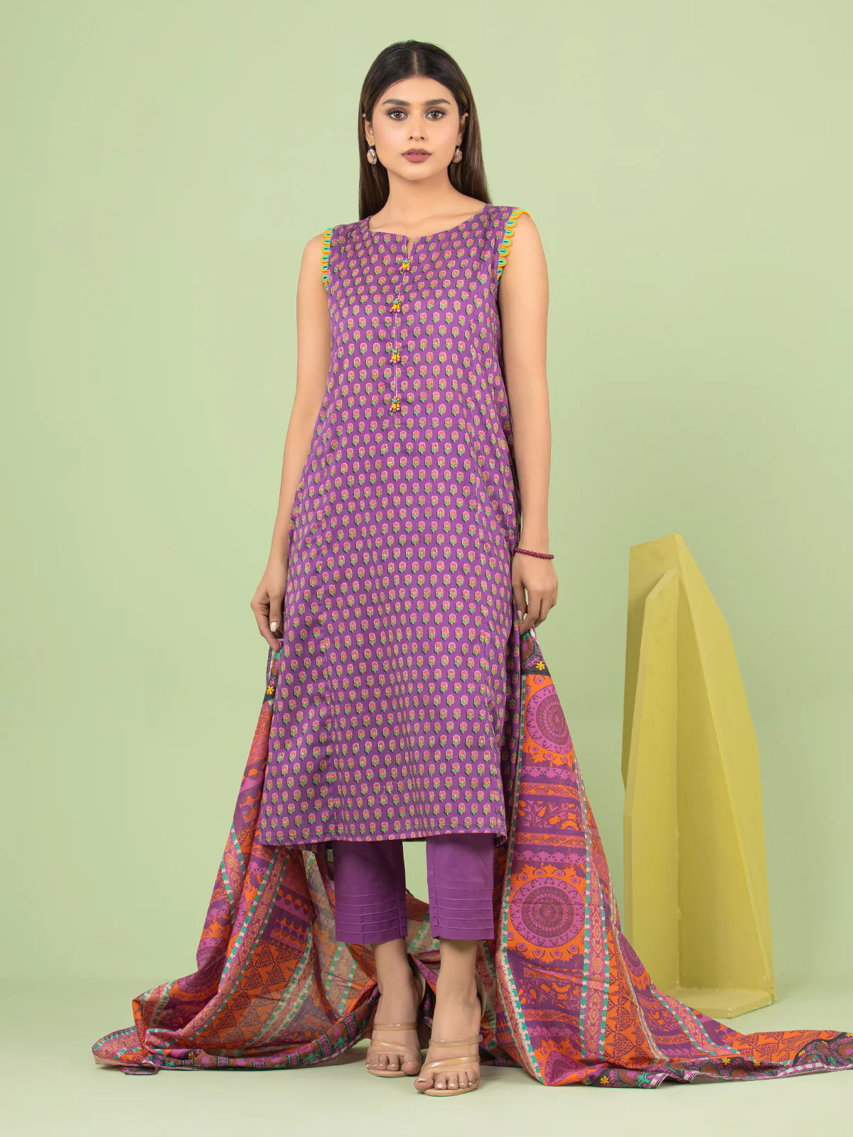 Printed Lawn Suit - EWU23A1-26037 - Image 4
