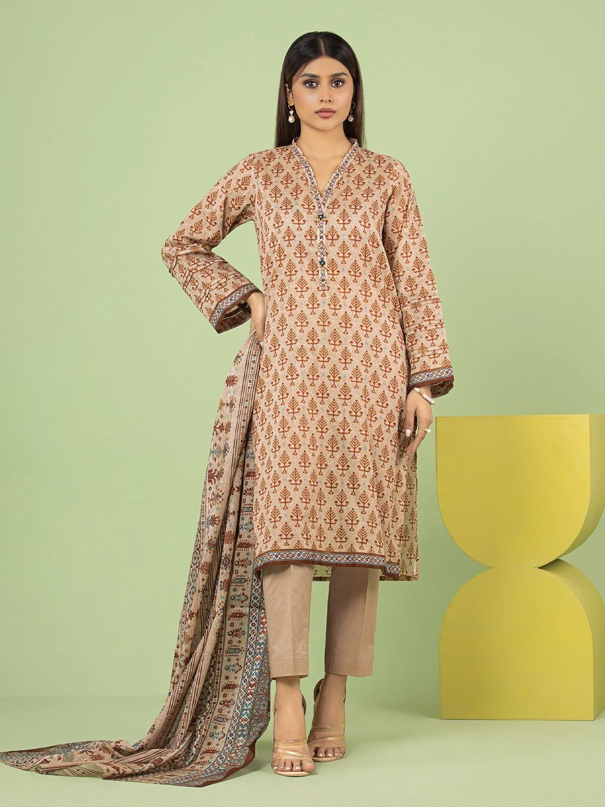 Printed Lawn Suit - EWU23A1-26052