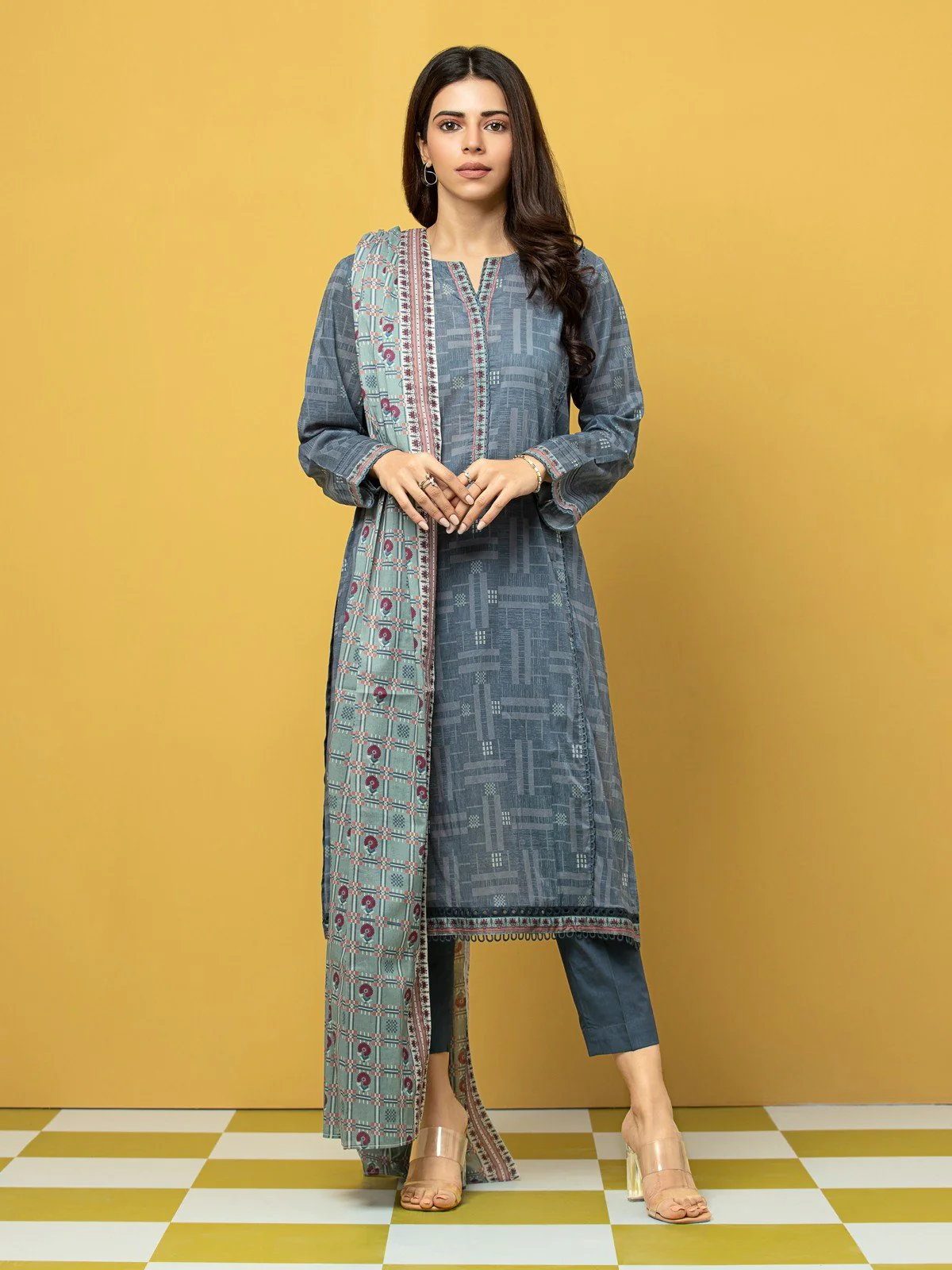 Printed Lawn Suit - EWU23A1-26066