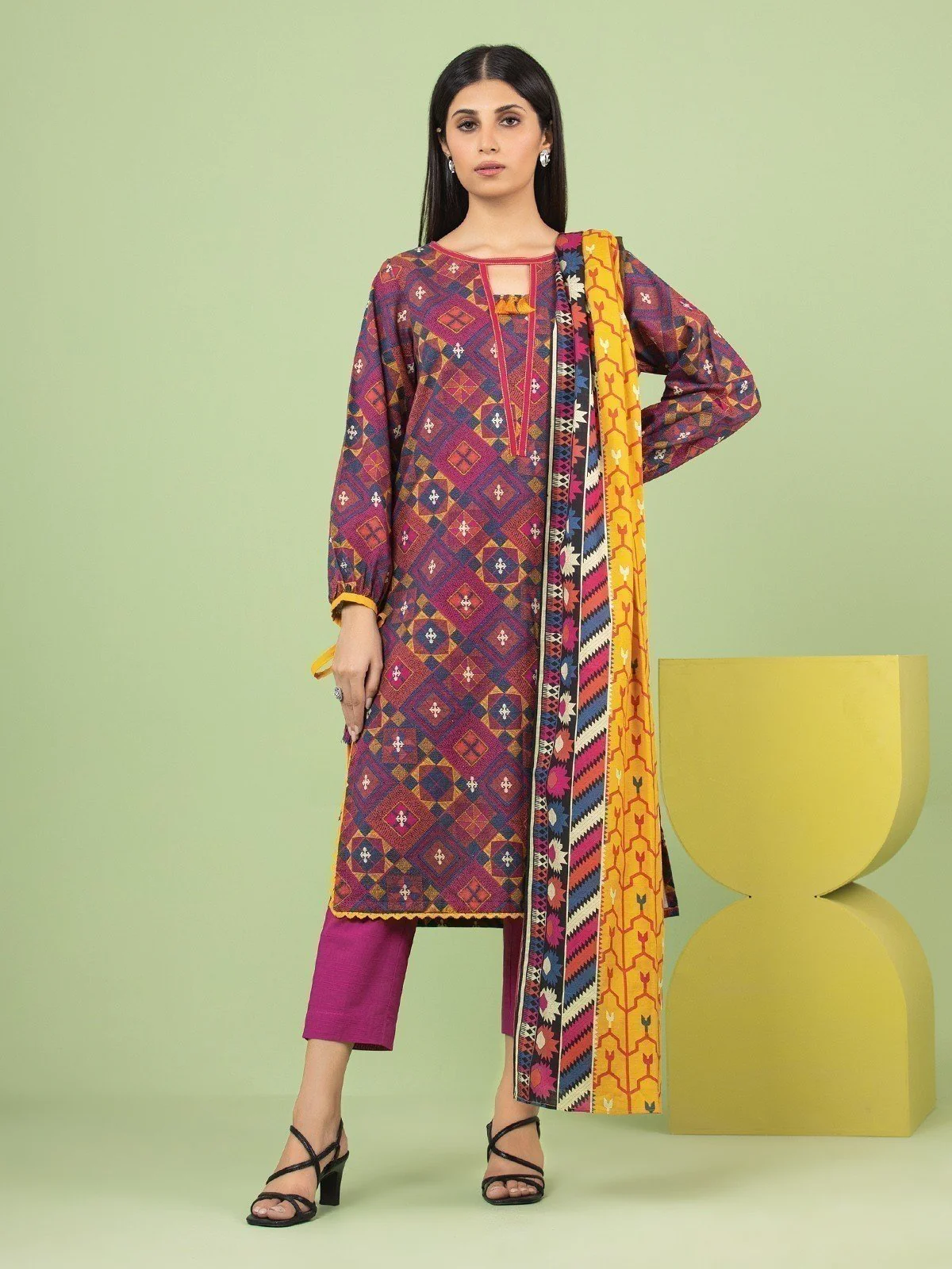 Printed Lawn Suit - EWU23A1-26181