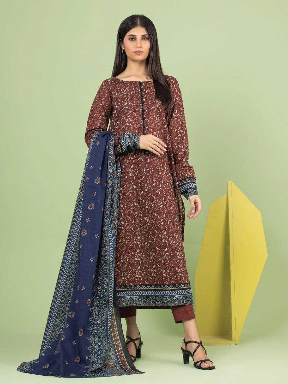 Printed Lawn Suit - EWU23A1-26183