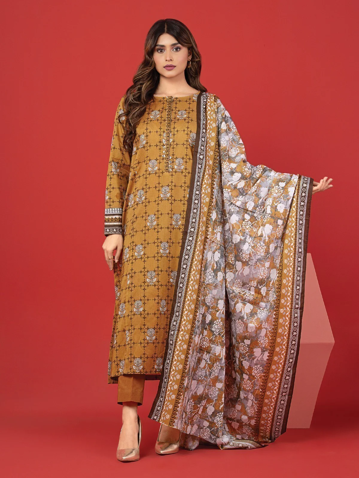 Printed Lawn Suit - EWU23A1-26224