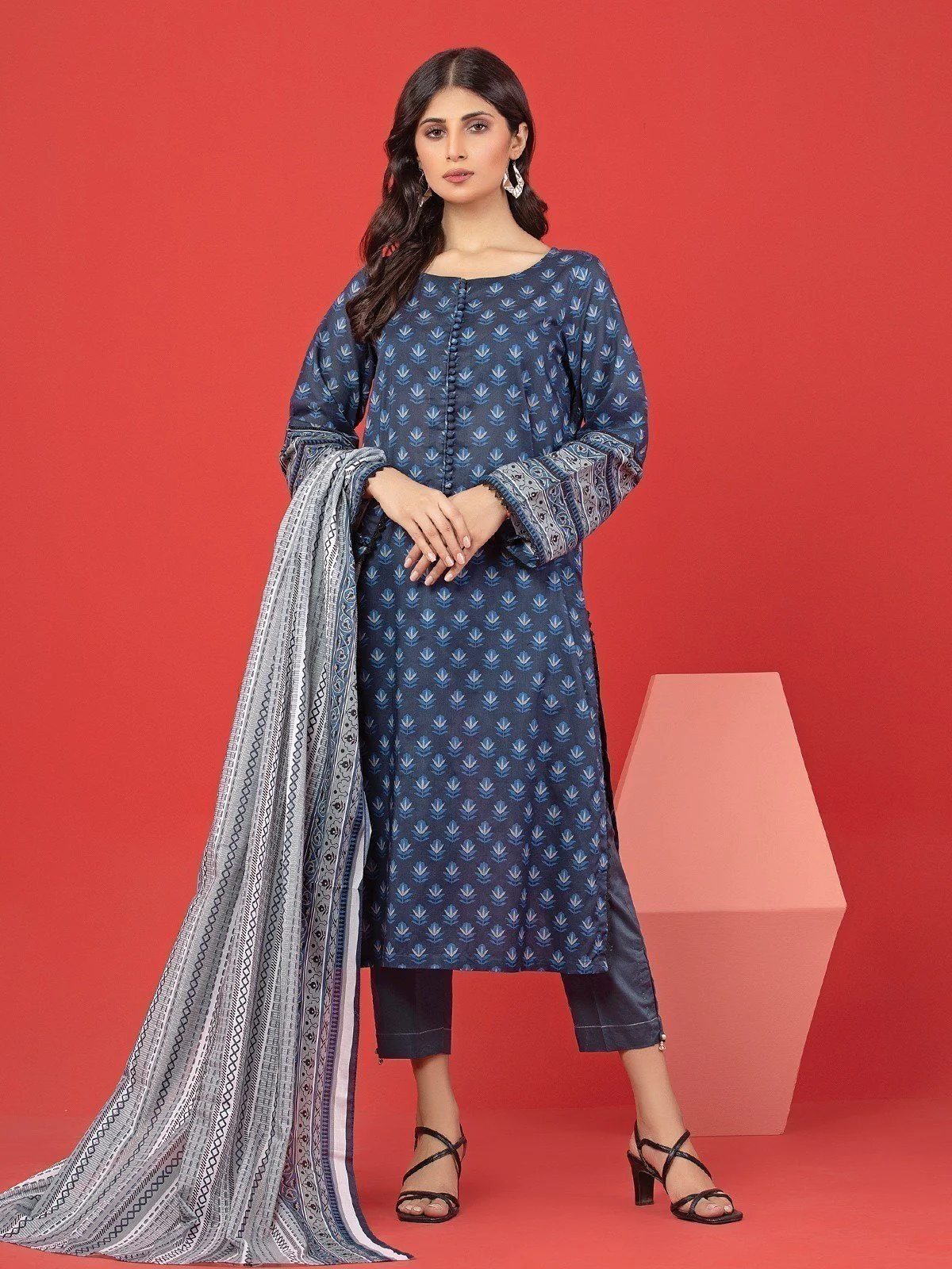 Printed Lawn Suit - EWU23A1-26230