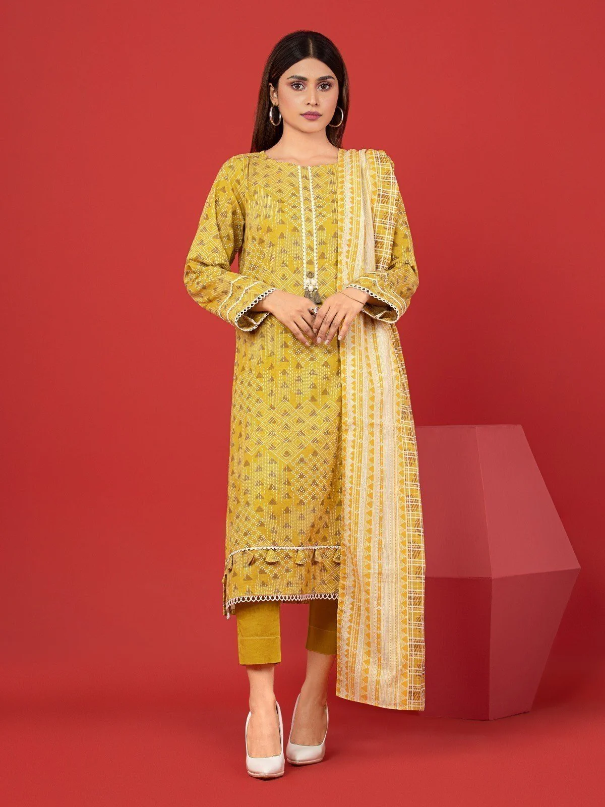 Printed Lawn Suit - EWU23A1-26335
