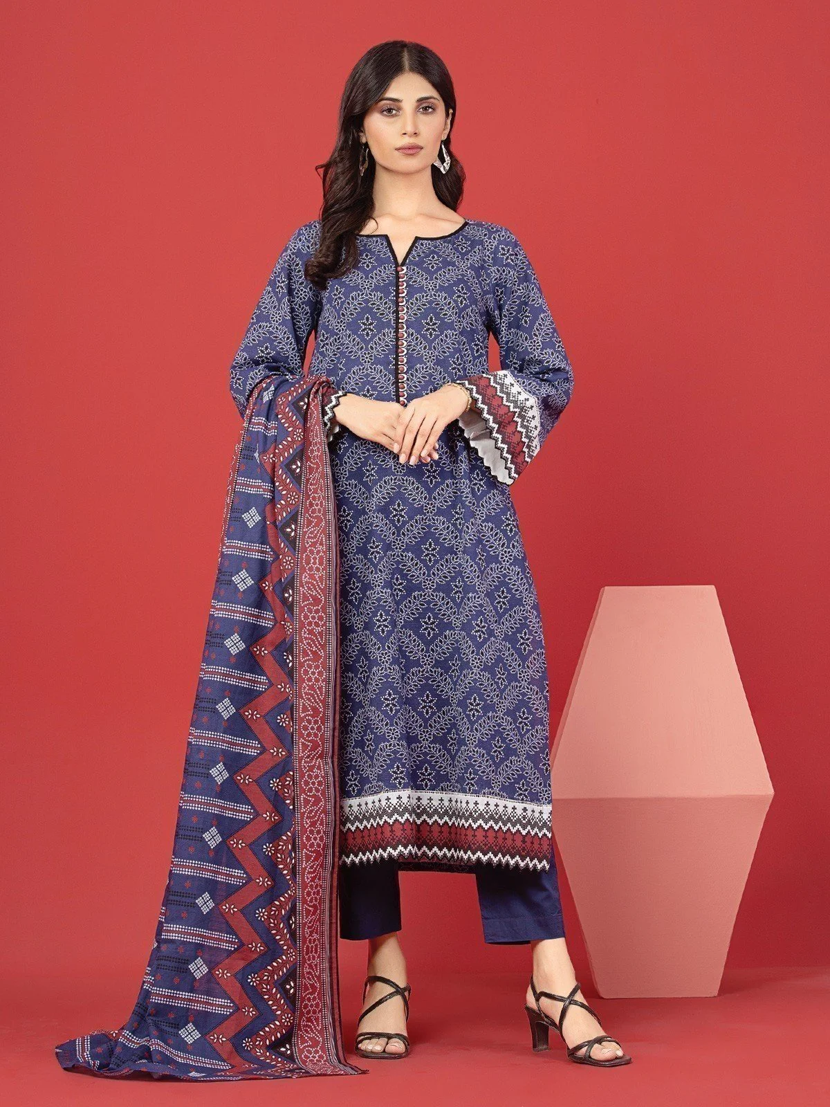 Printed Lawn Suit - EWU23A1-26373