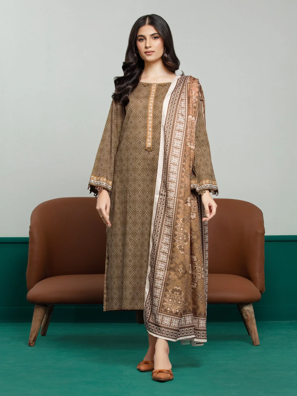 Printed Khaddar Suit - EWU23A3S-27638-3P