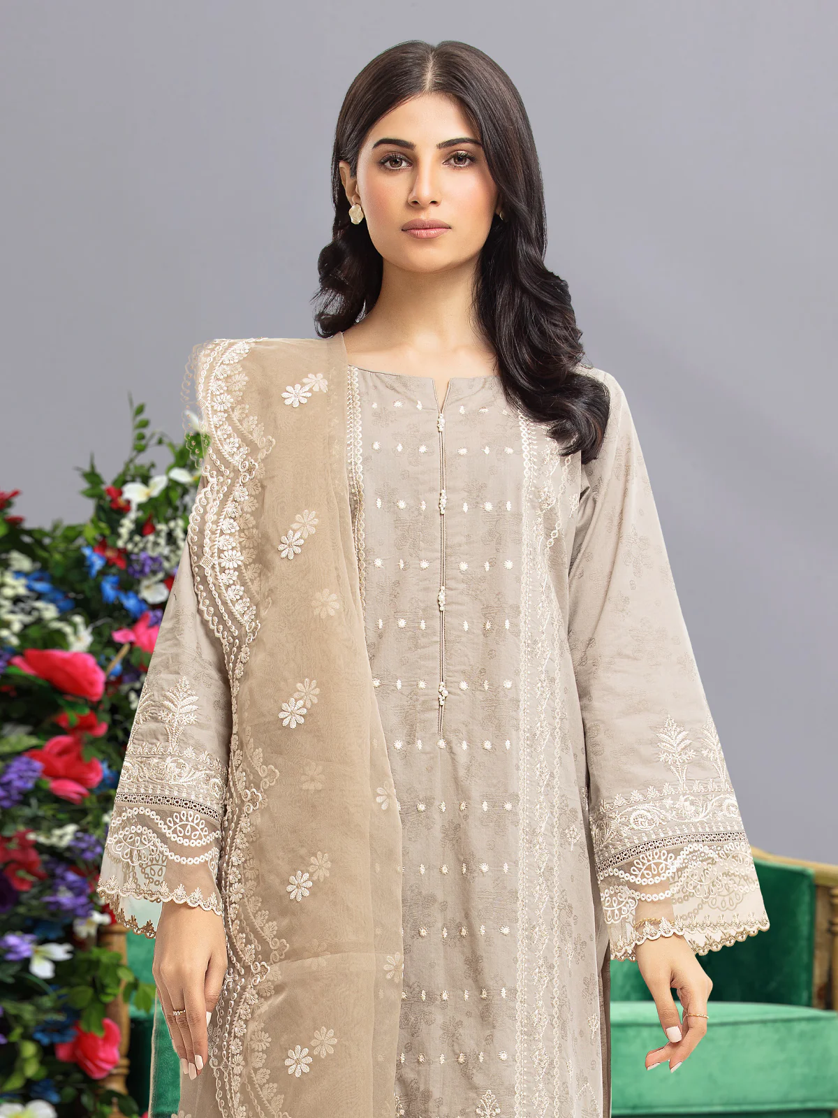 Embroidered Dobby Suit - EWU23V7-26737-3P - Image 2