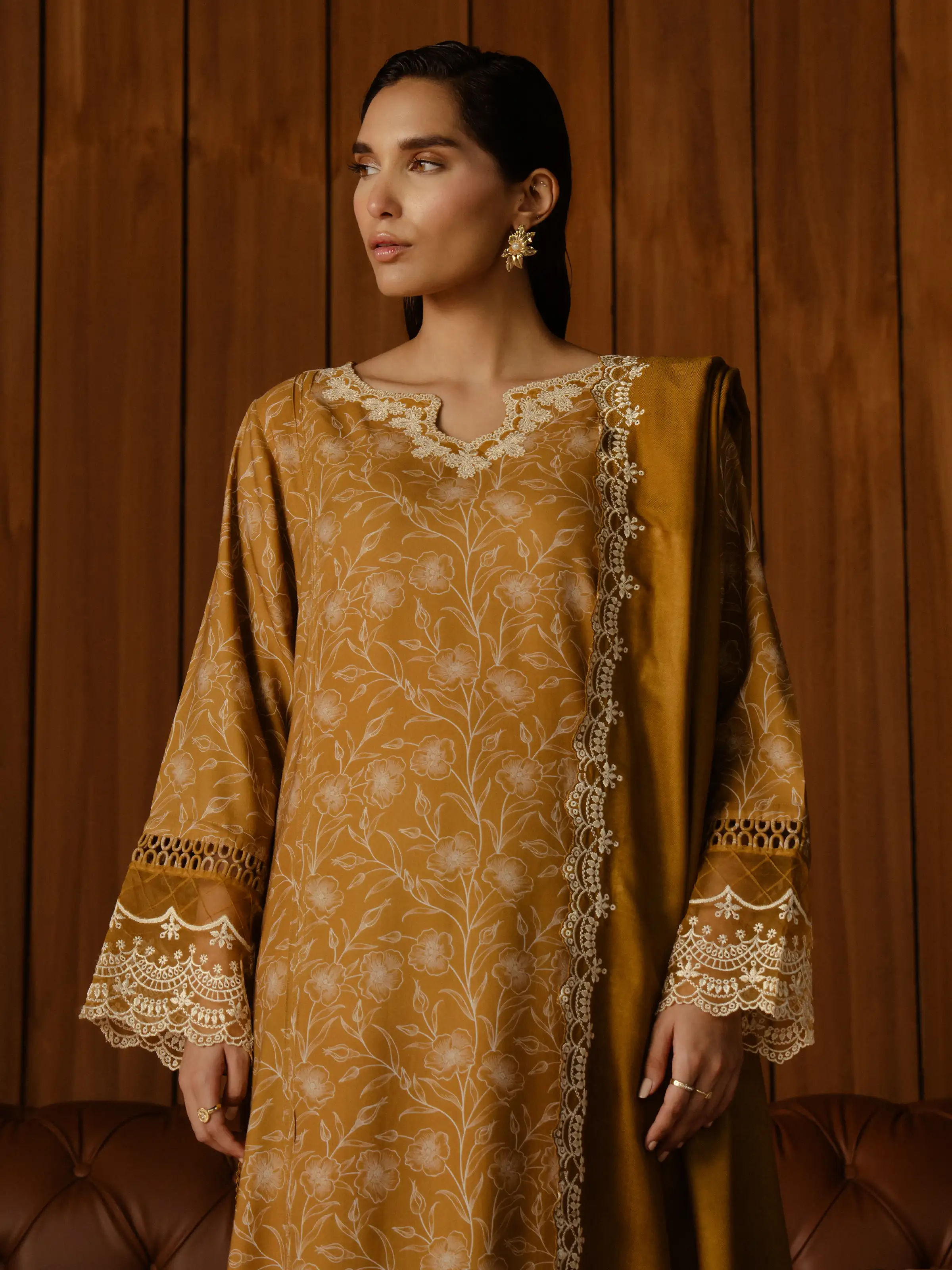 Embroidered Marina Twill Shirt Trouser - EWU24V14-30178ST