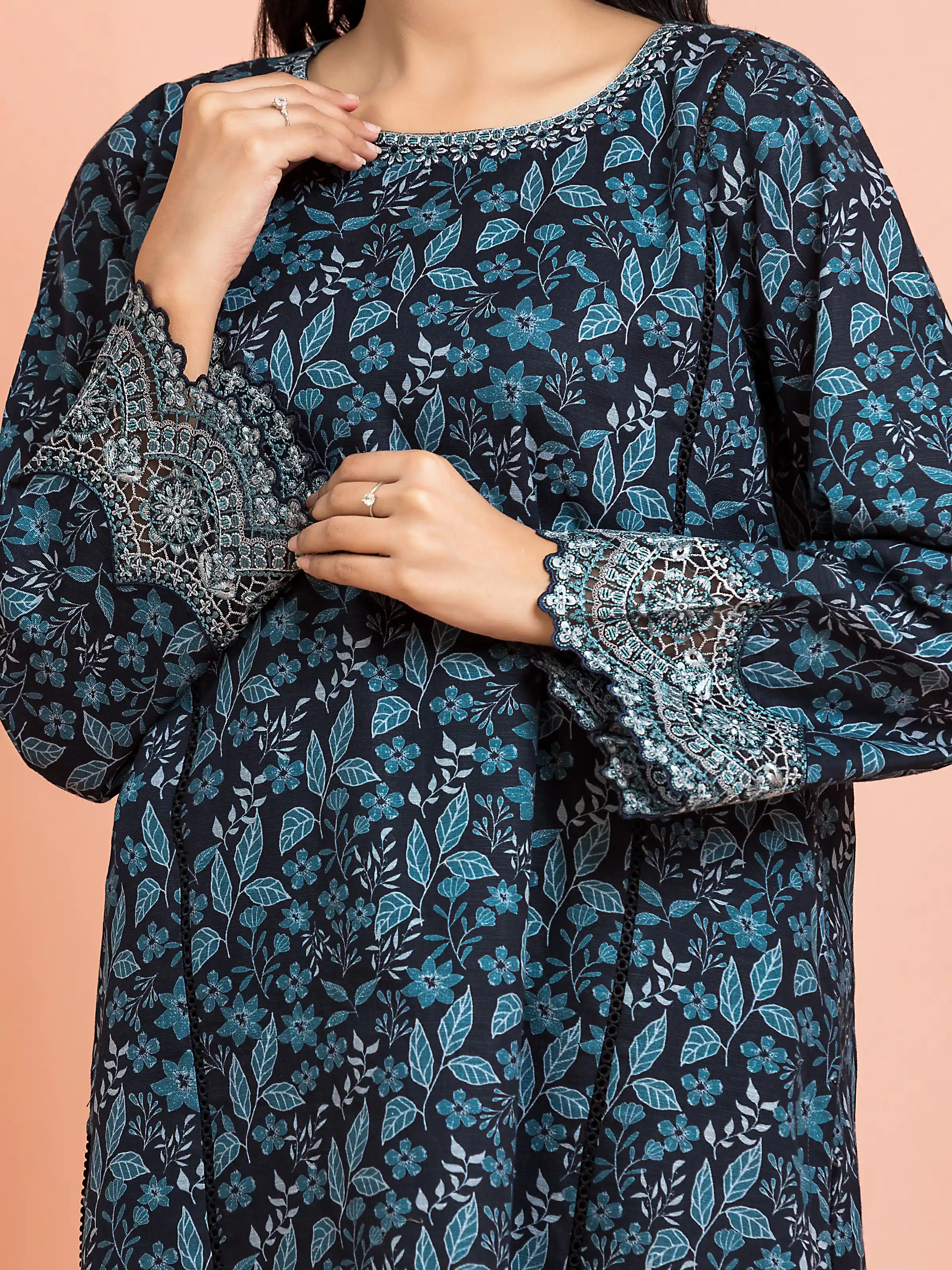 Embroidered Marina Twill Shirt Trouser - EWU24V14-30181ST - Image 3