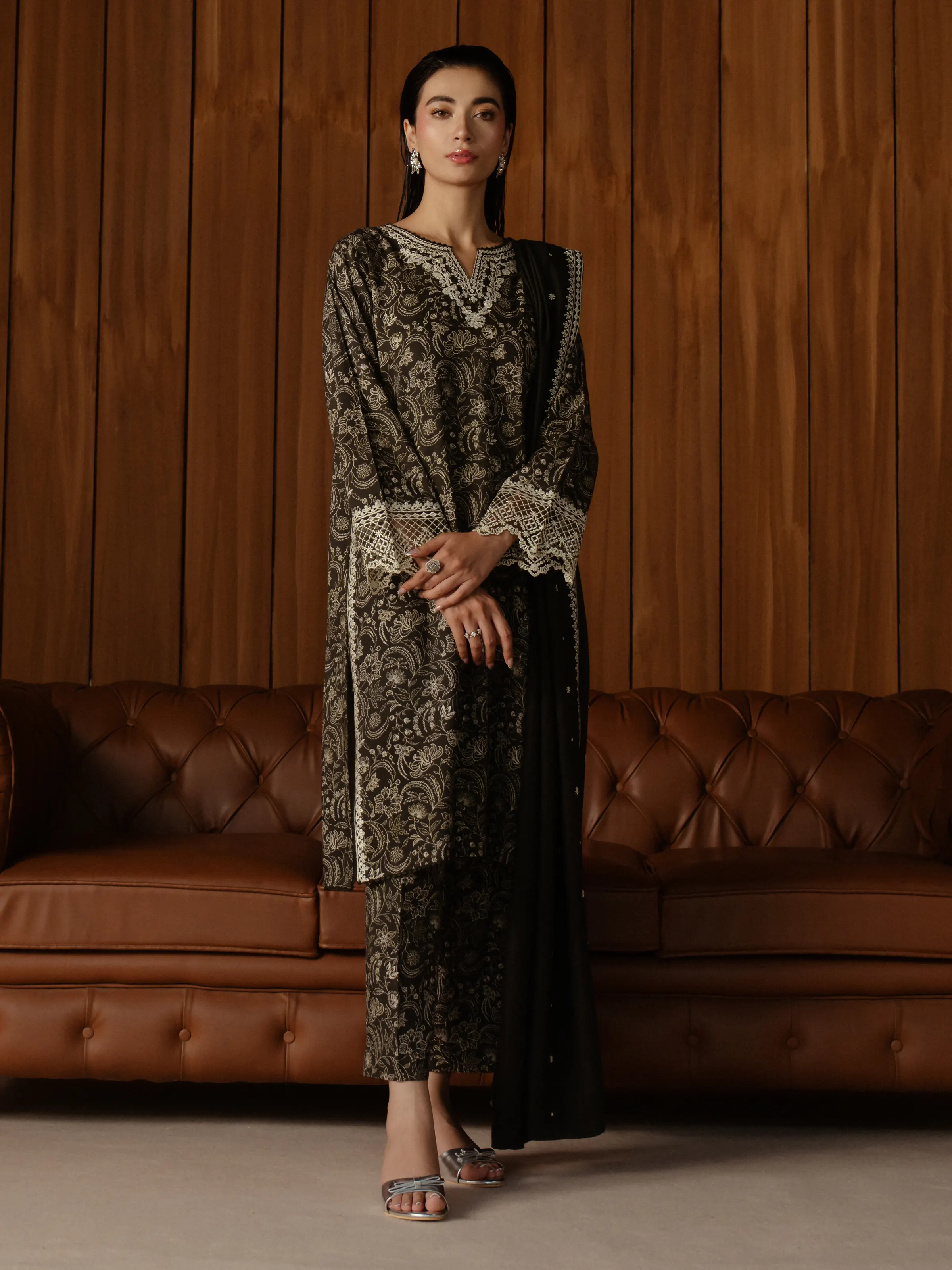 Embroidered Marina Twill Shirt Trouser - EWU24V14-30185ST