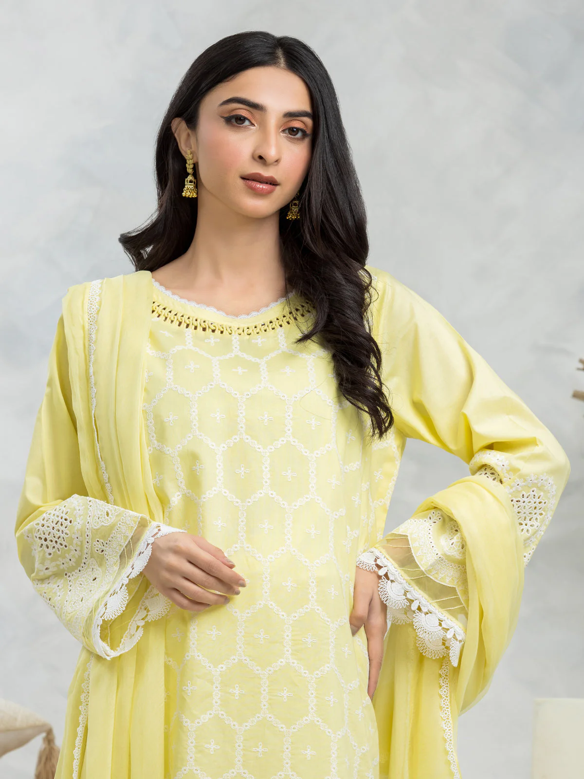 Embroidered Cambric Suit - EWU24V2-28621-3P - Image 2
