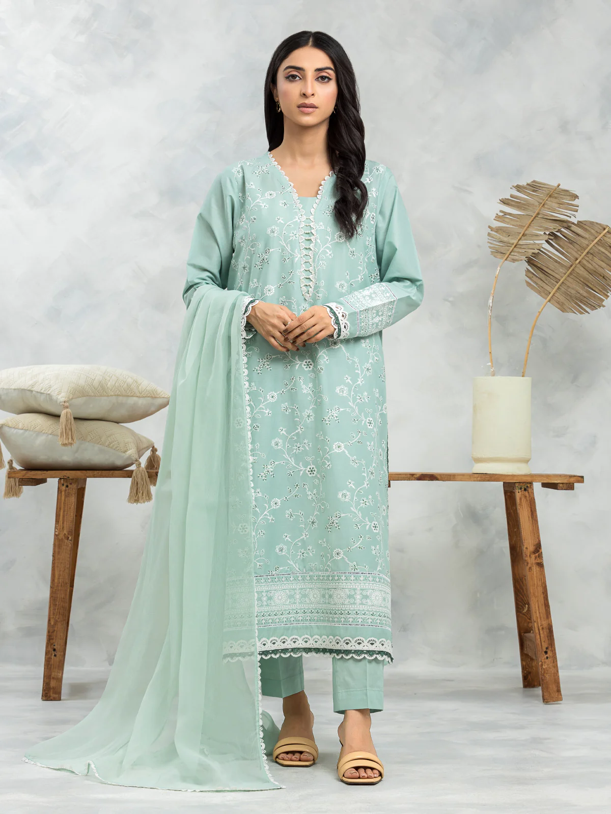 Embroidered Cambric Suit - EWU24V2-30153-3P