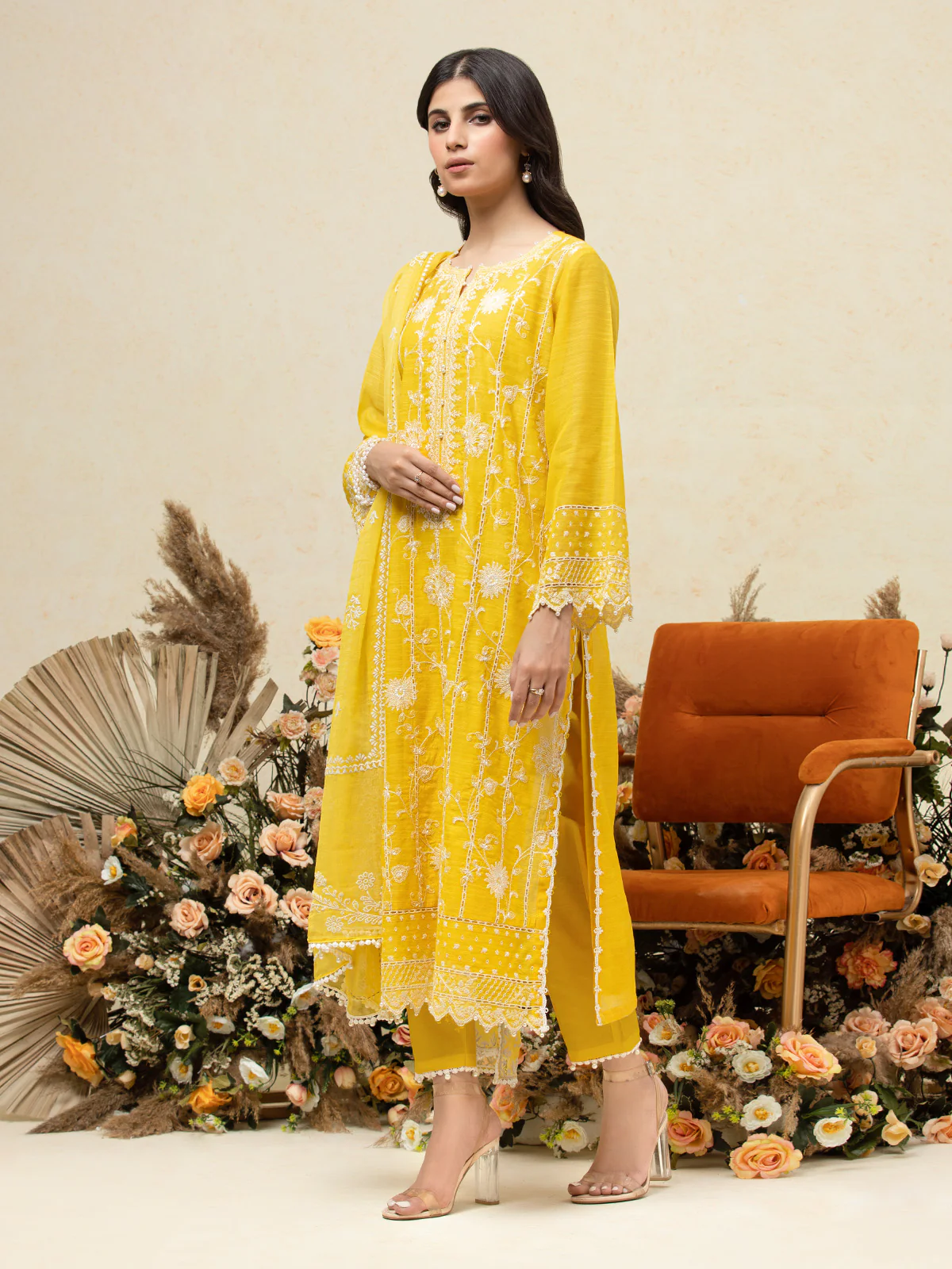Embroidered Chanderi Suit - EWU24V6-26658-3P - Image 3