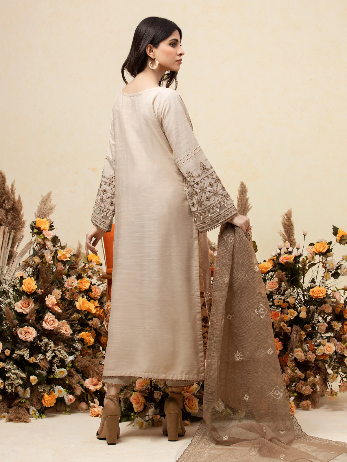 Embroidered Chanderi Suit - EWU24V6-26673-3P - Image 8