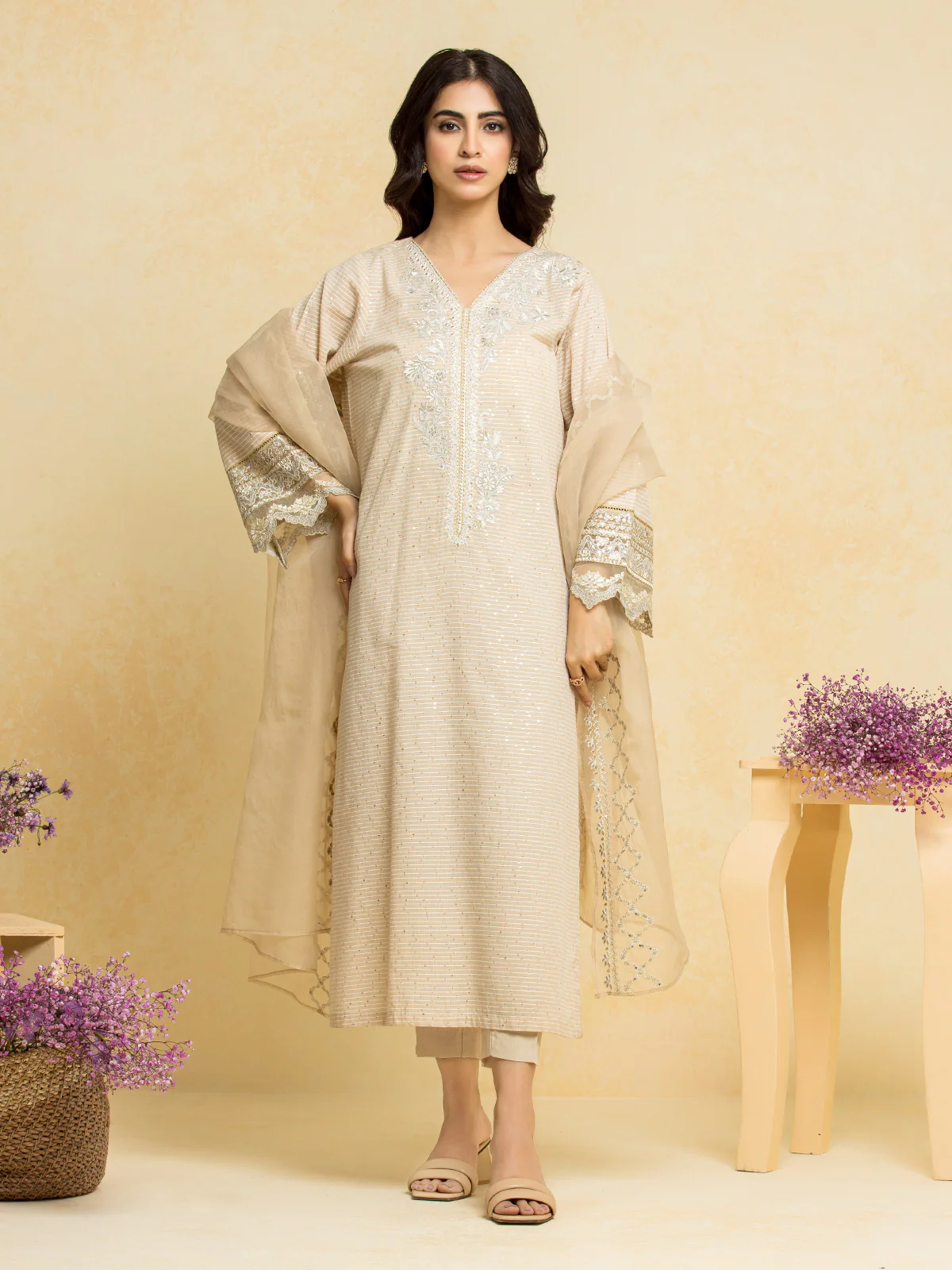Embroidered Dobby Suit - EWU24V7-28771-3P - Image 2