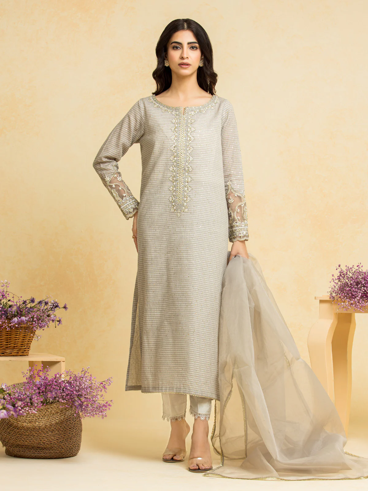 Embroidered Dobby Suit - EWU24V7-28773-3P