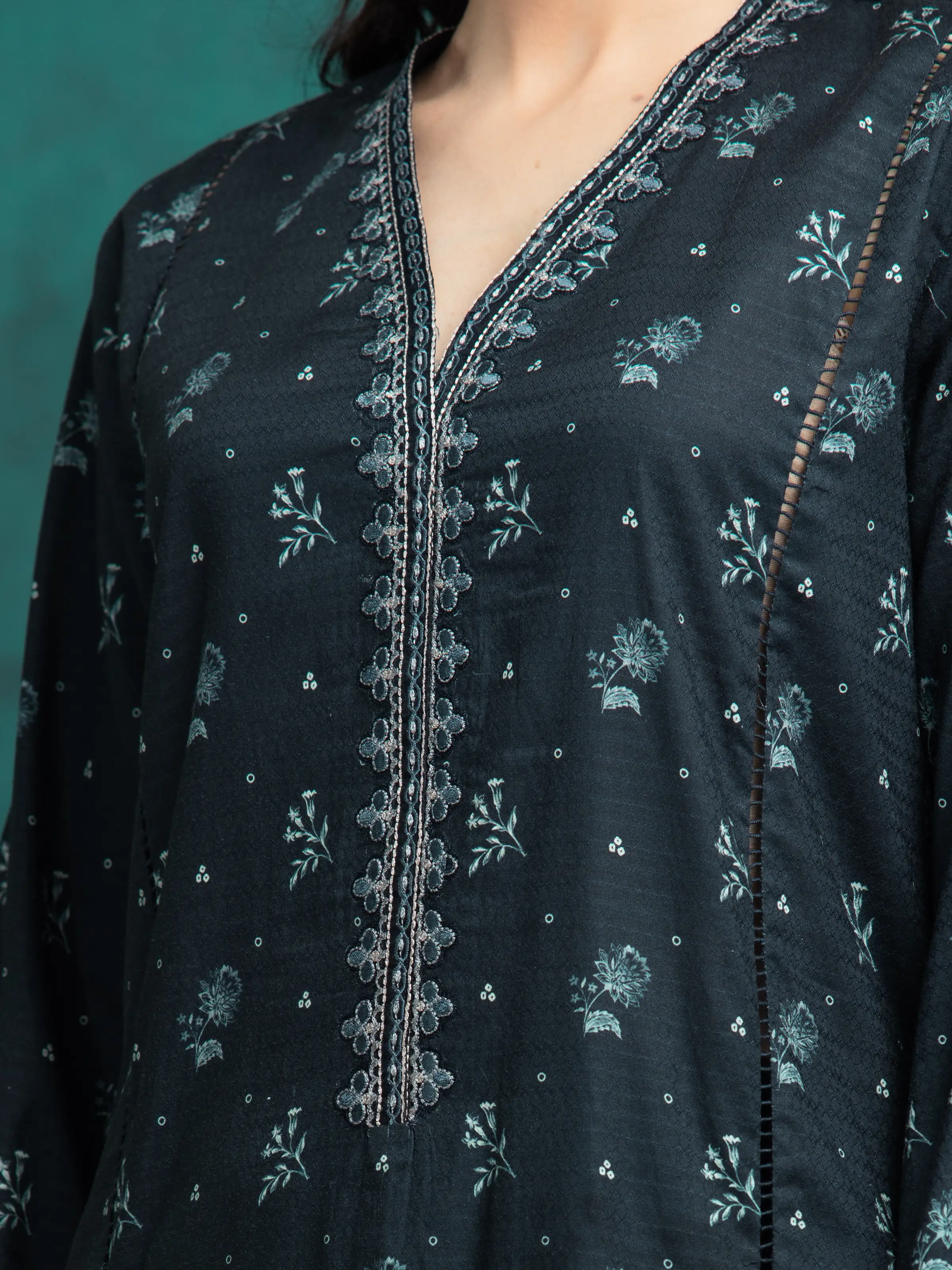 Embroidered Dobby Shirt Trouser - EWU5V7-30362ST - Image 3