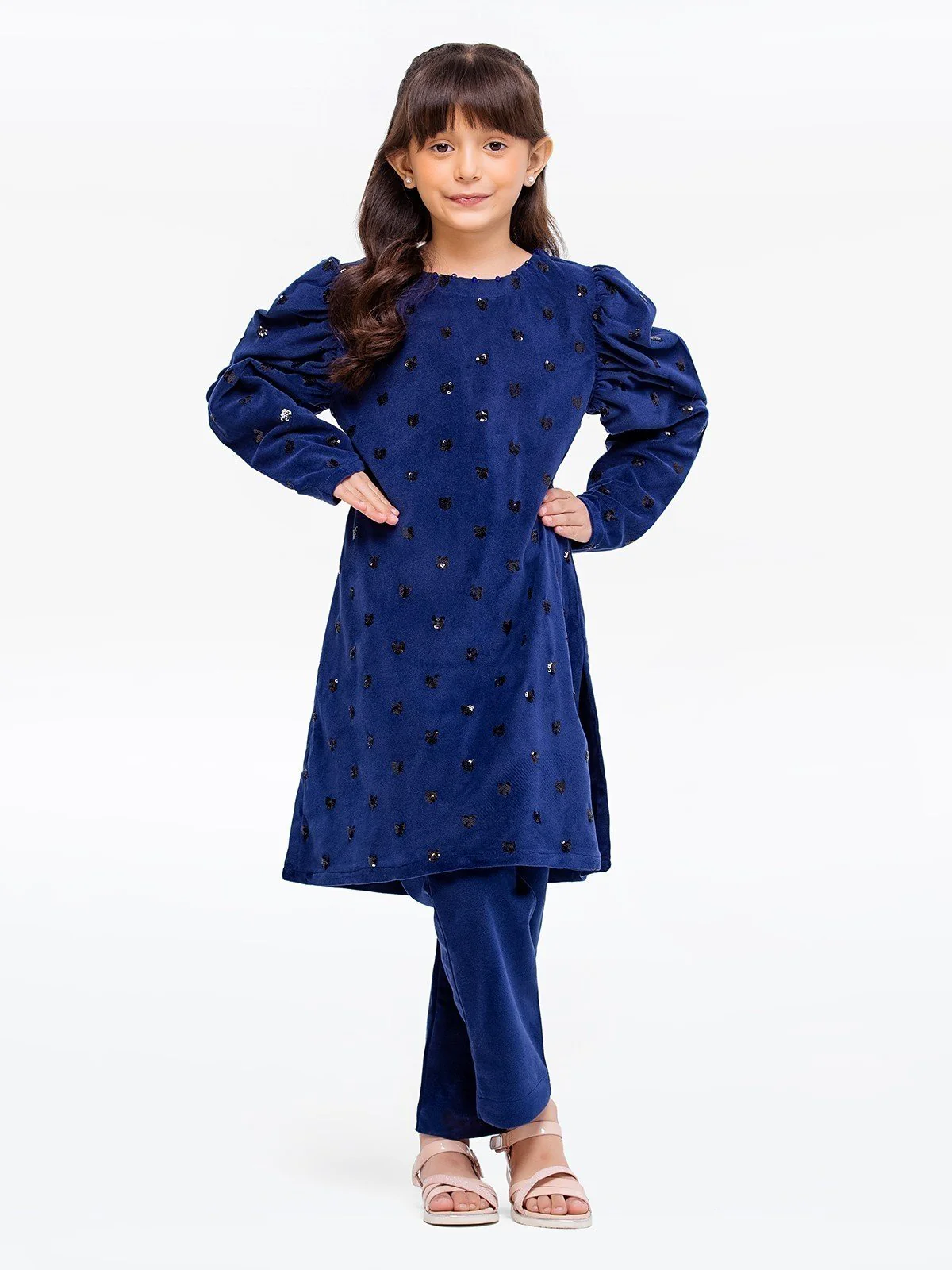 Embroidered Velvet Co-Ord Set - EGTCS23W-012 - Image 2