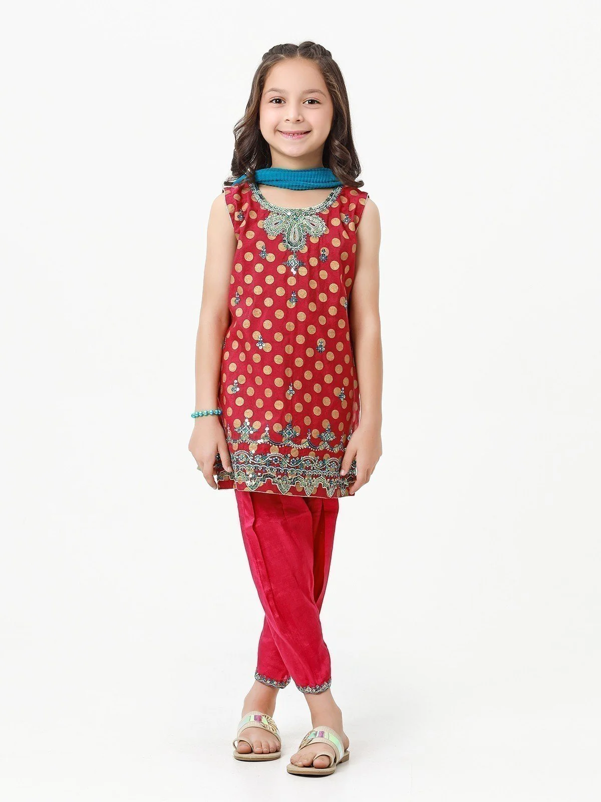 Embroidered Silk Suit - EGTP22-22186