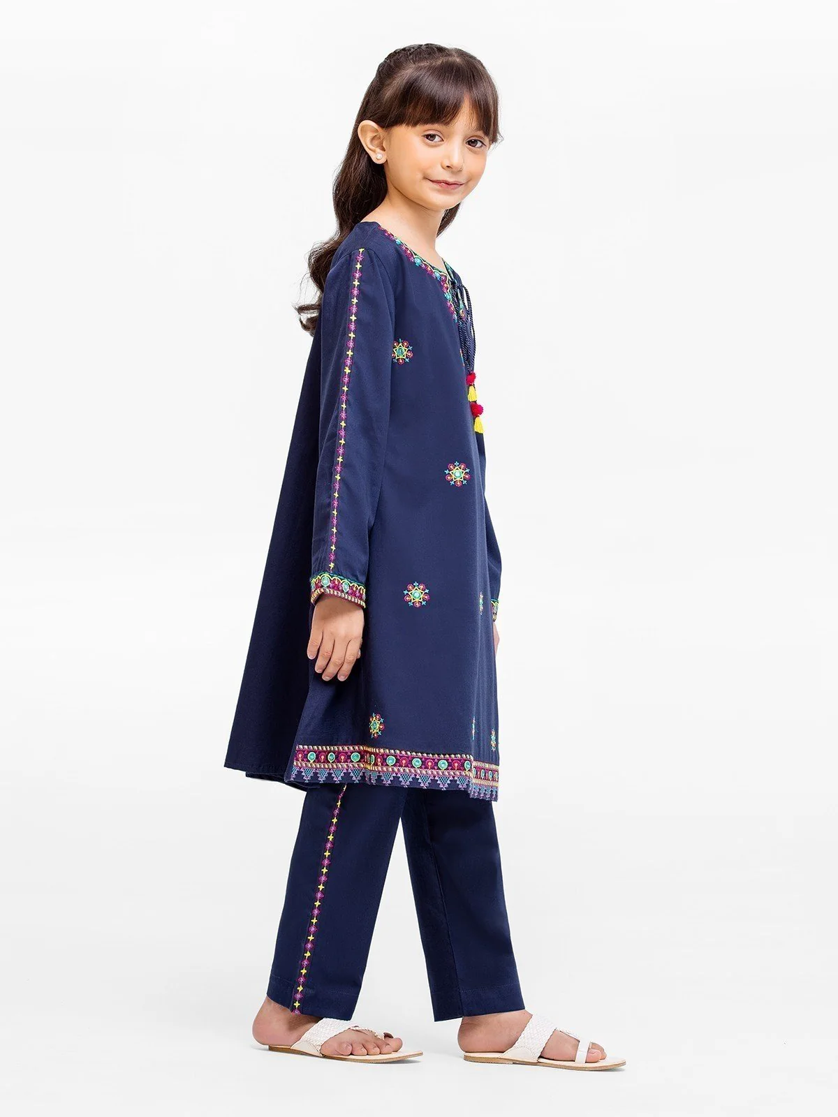 Embroidered Viscose Shirt Trouser - EGTKE22-70594ST - Image 3