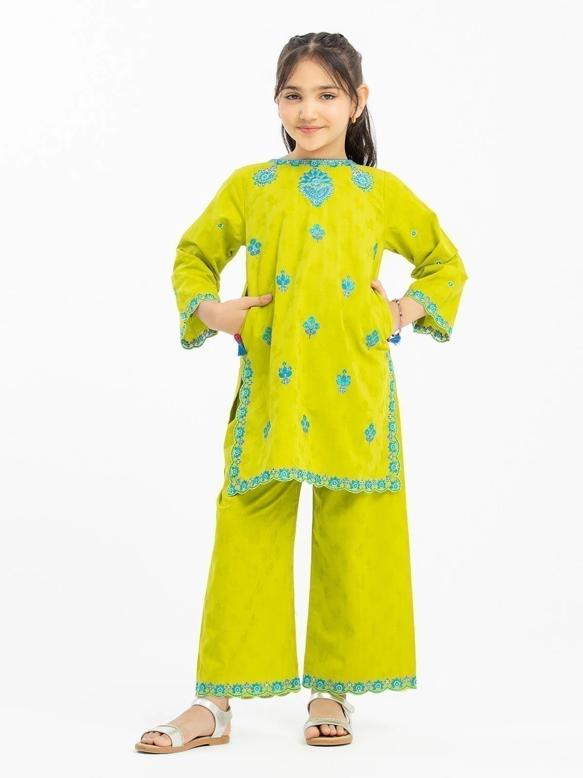 Embroidered Dobby Shirt Trouser - EGTKE23-70625ST