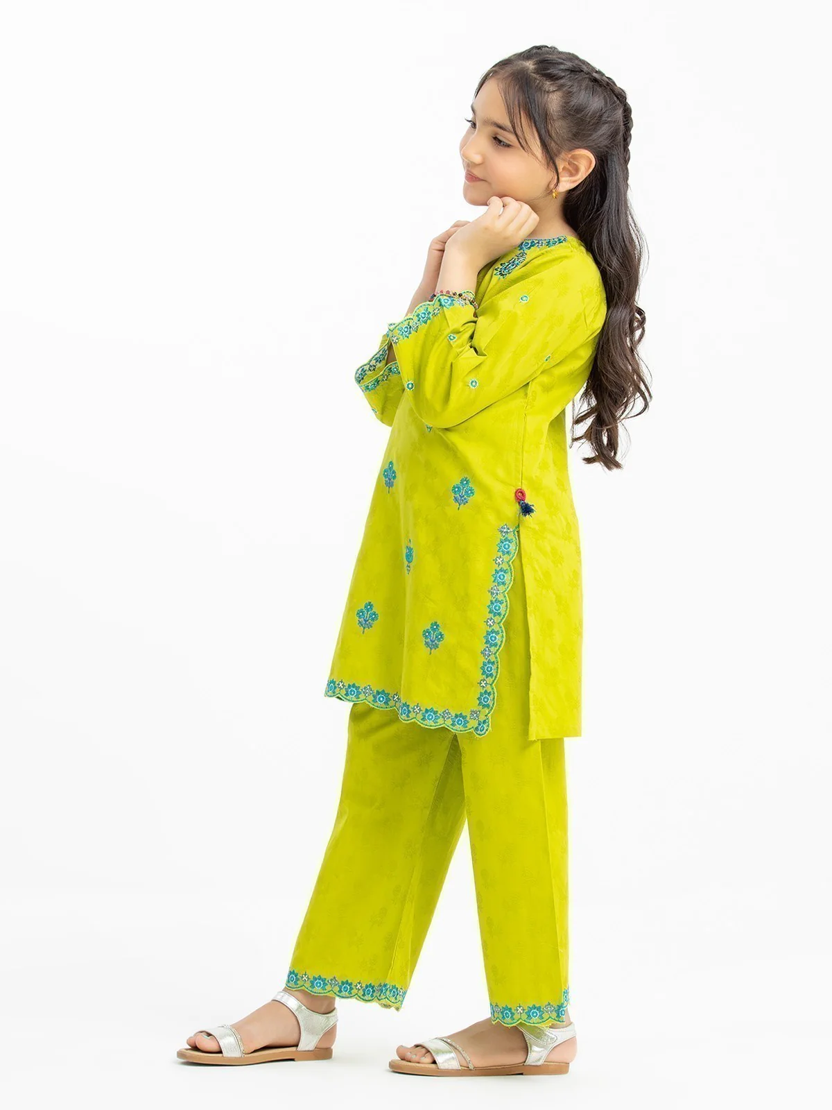 Embroidered Dobby Shirt Trouser - EGTKE23-70625ST - Image 3