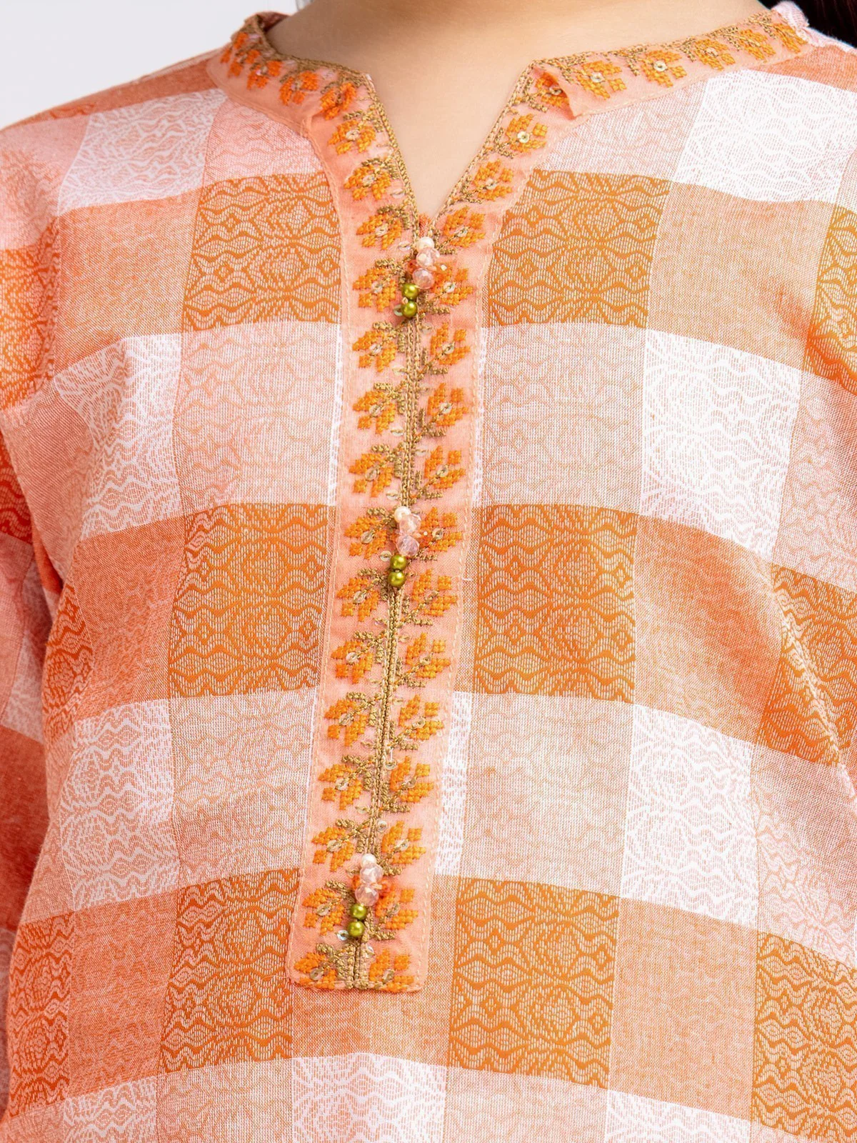 Embroidered Cotton Jacquard Co-Ord Set - EGTCS23-006 - Image 3