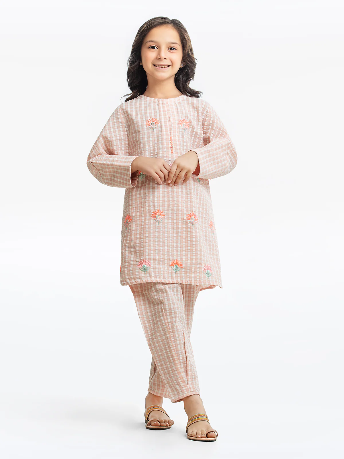 Embroidered Cotton Shirt Trouser - EGTKE23-70666ST