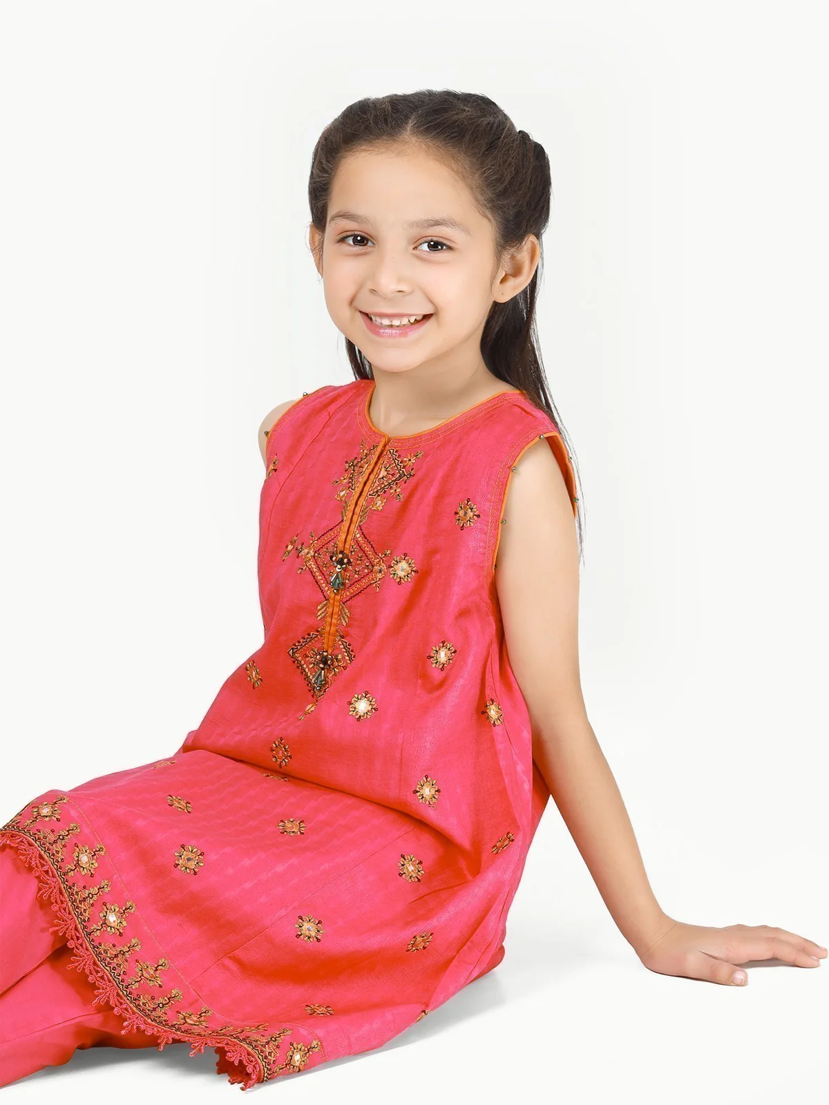 Embroidered Cotton Jacquard Shirt Trouser - EGTKE22-70471 - Image 2