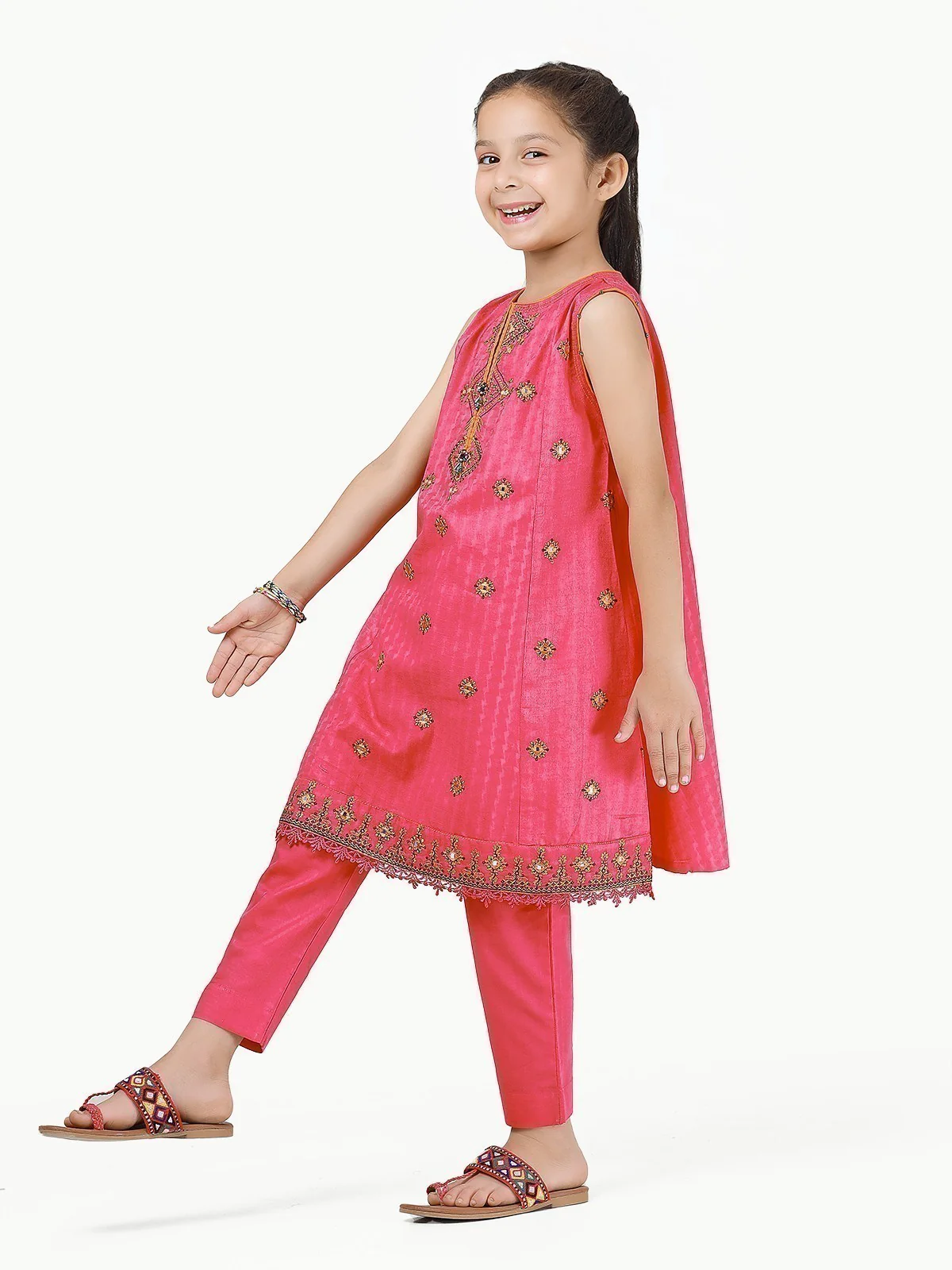 Embroidered Cotton Jacquard Shirt Trouser - EGTKE22-70471 - Image 3
