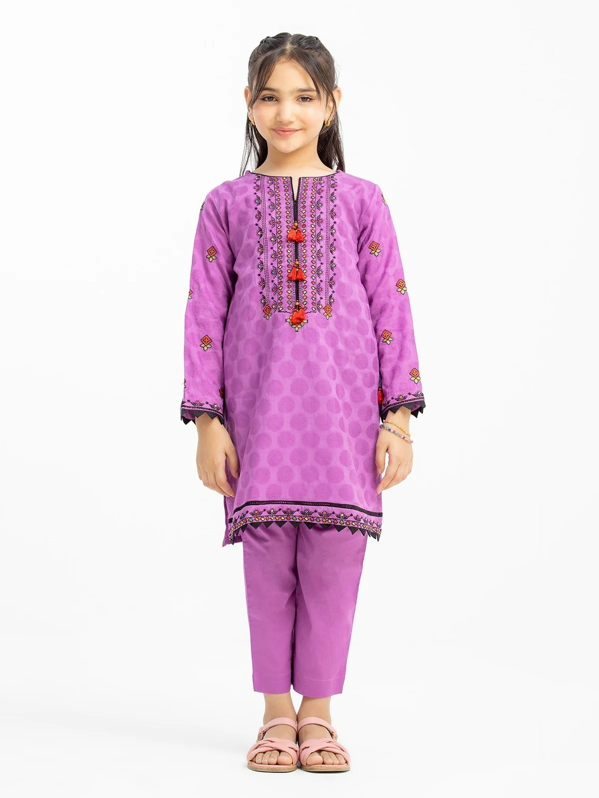 Embroidered Dobby Shirt Trouser - EGTKE23-70349ST - Image 2