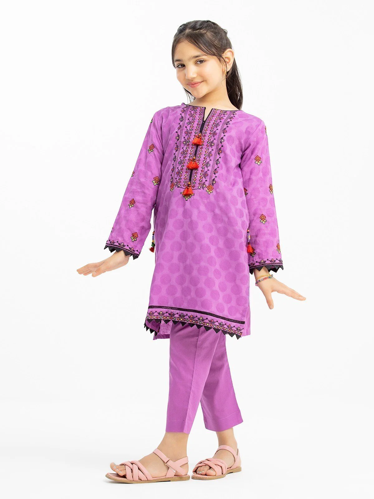 Embroidered Dobby Shirt Trouser - EGTKE23-70349ST - Image 3