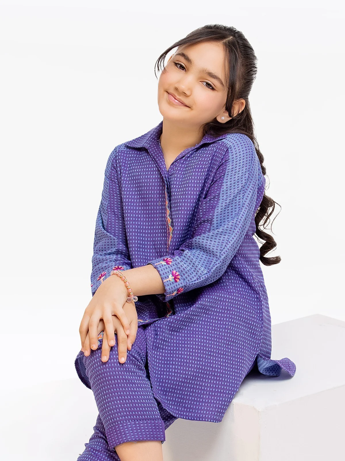 Embroidered Jacquard Shirt Trouser - EGTKE23-70636ST - Image 3