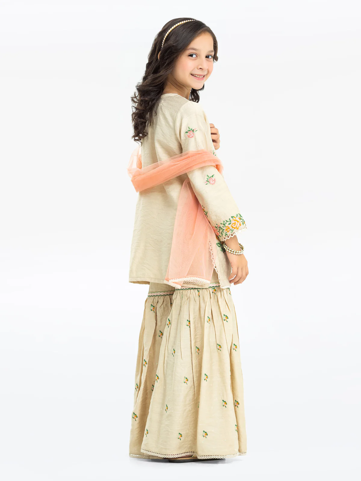 Embroidered Raw Silk Gharara Suit - EGTKE23-70731-3P - Image 2