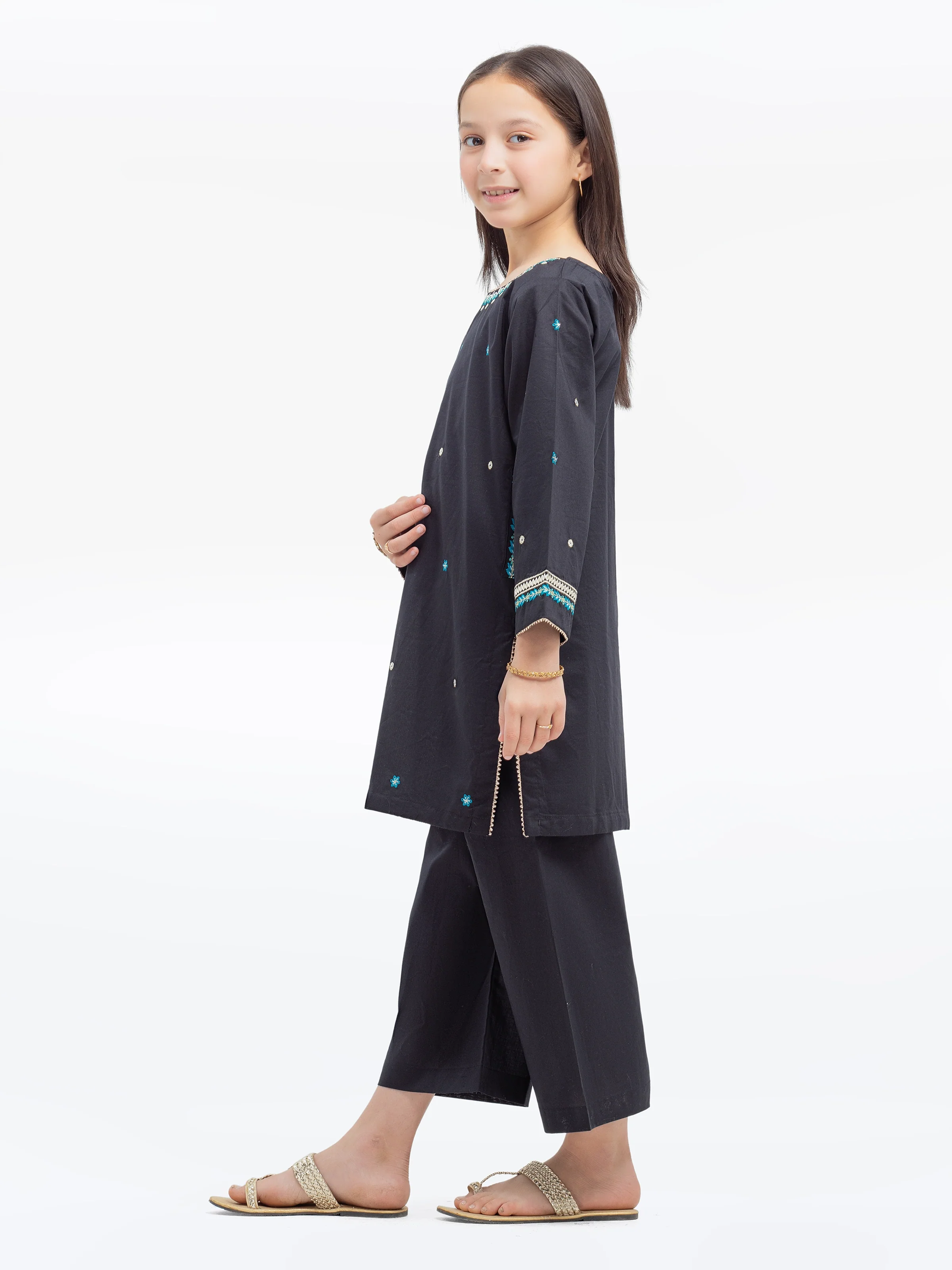 Embroidered Cambric Shirt Trouser - EGTKE24-70766ST - Image 5