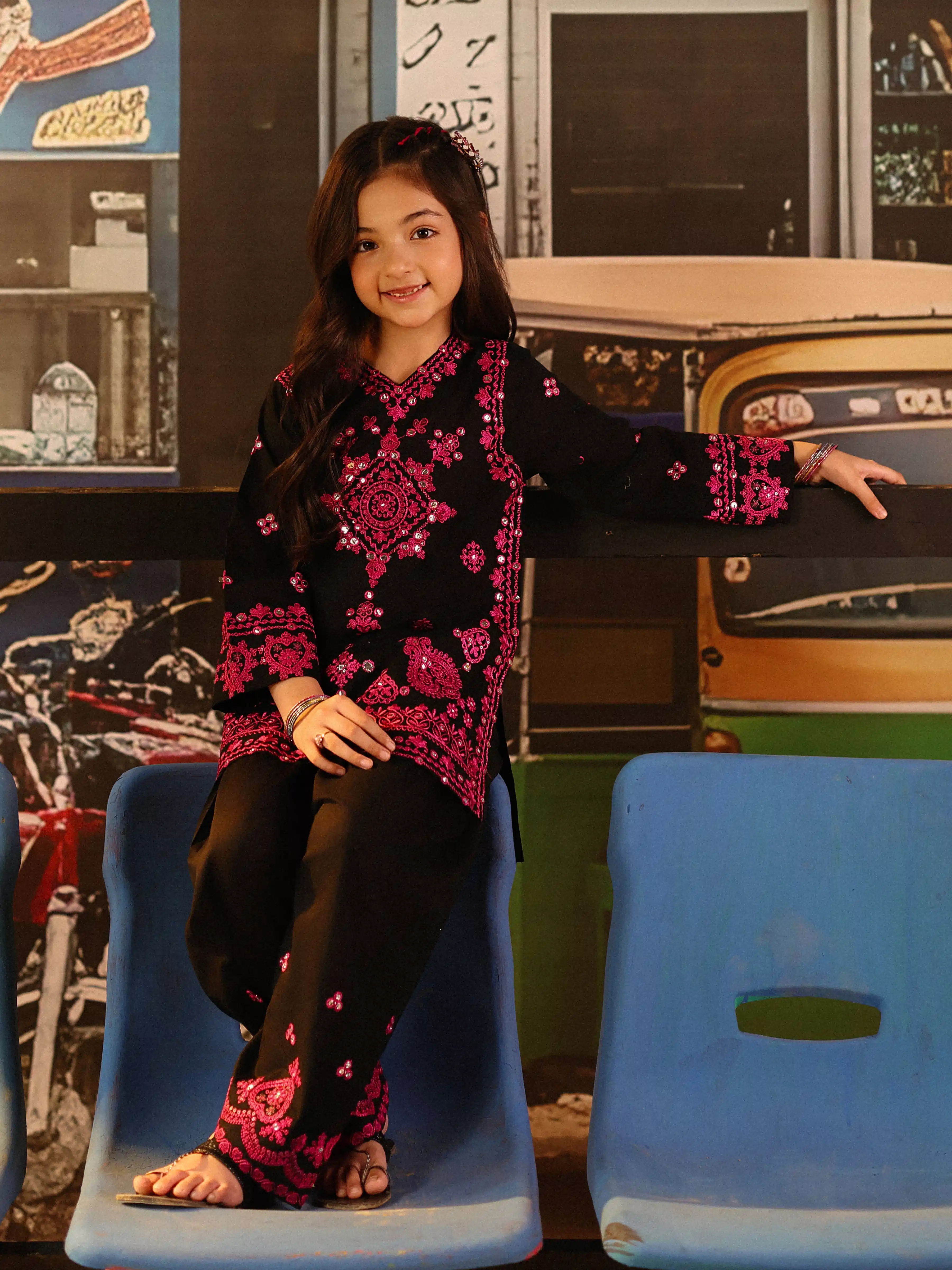 Embroidered Cambric Co-Ord Set - EGTKED6-74042ST - Image 3