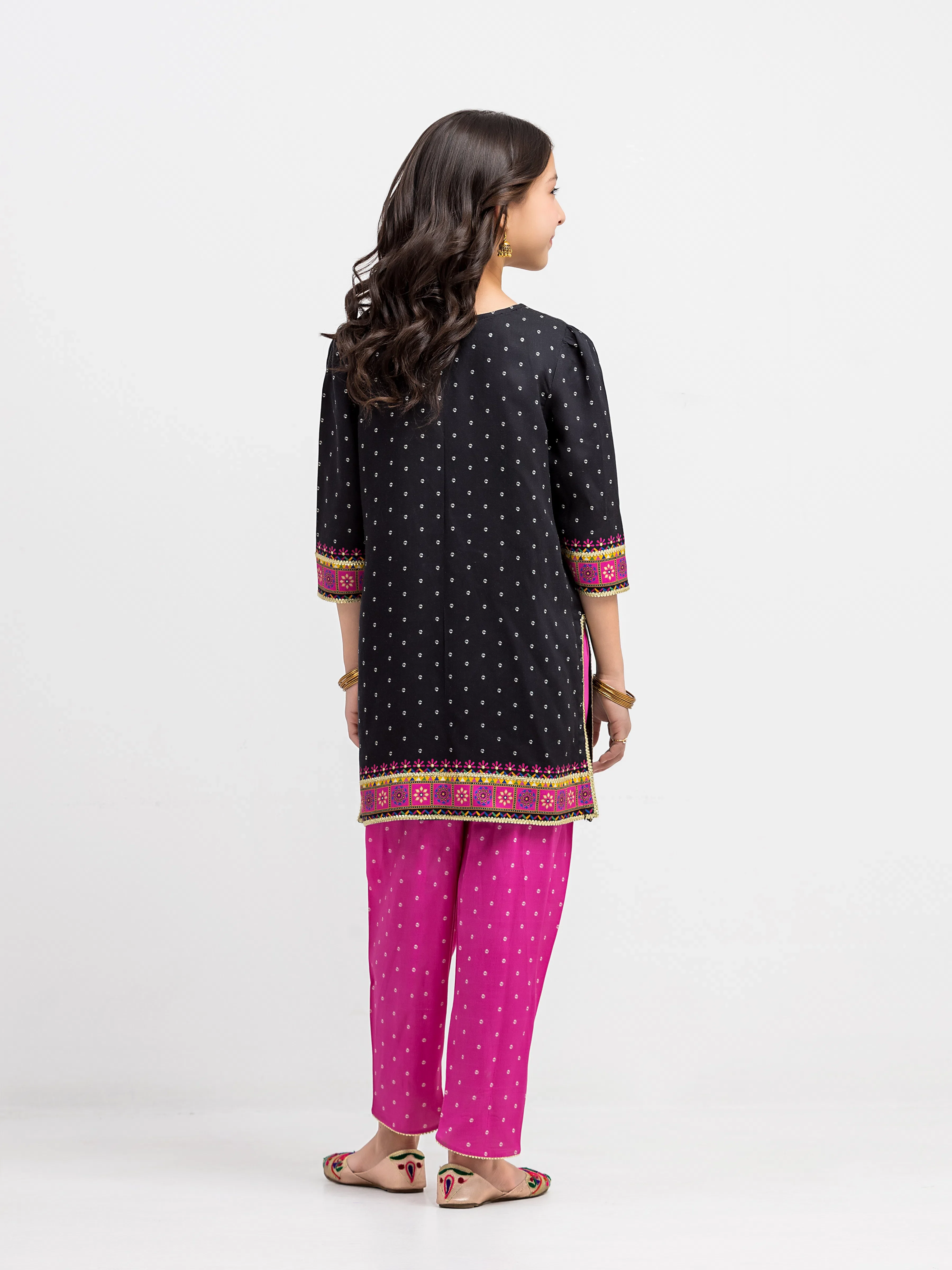 Printed Raw Silk Co-Ord Set - EGTKP6-74004ST - Image 5