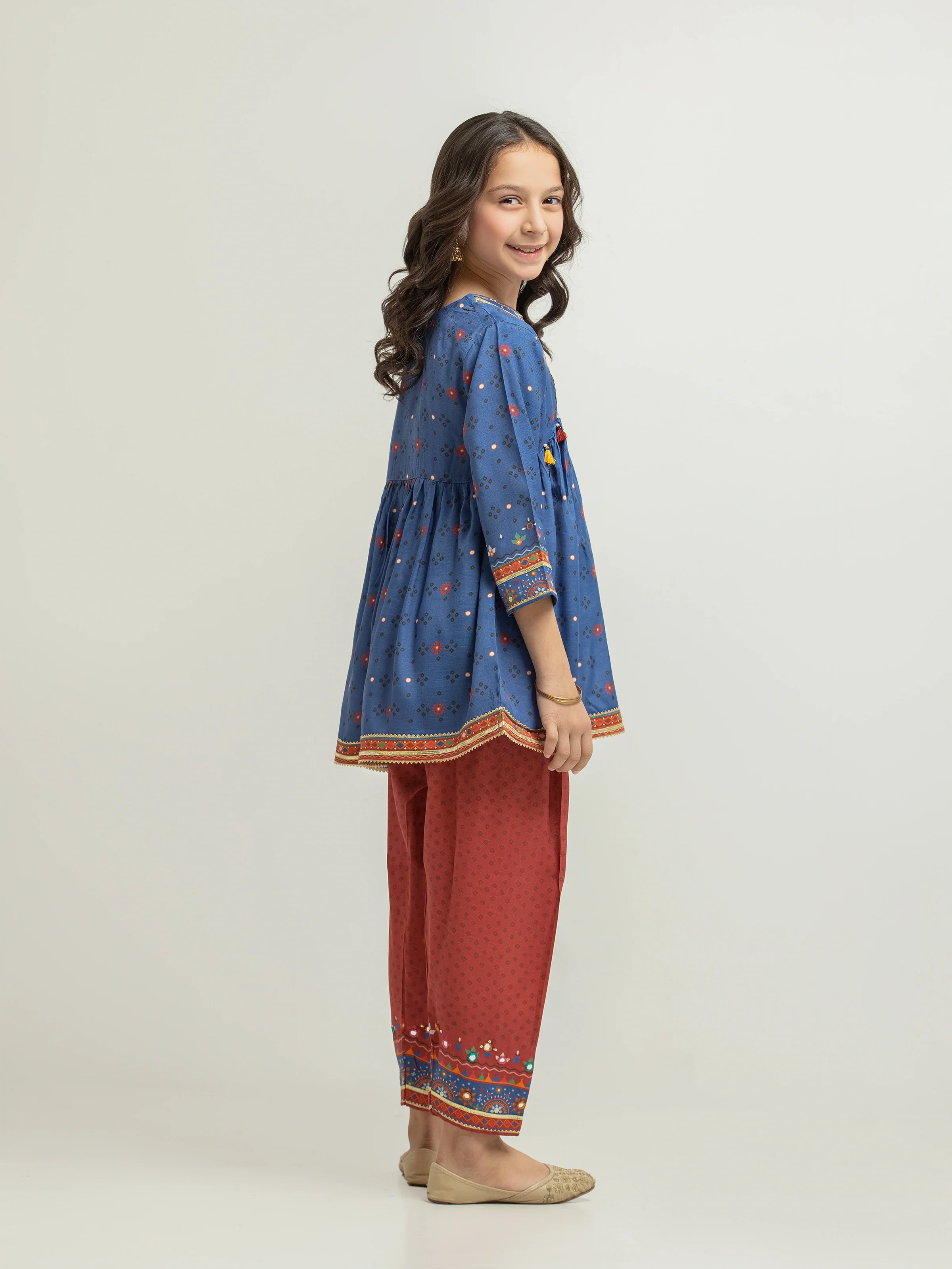 Printed Raw Silk Co-Ord Set - EGTKP6-74002ST - Image 5