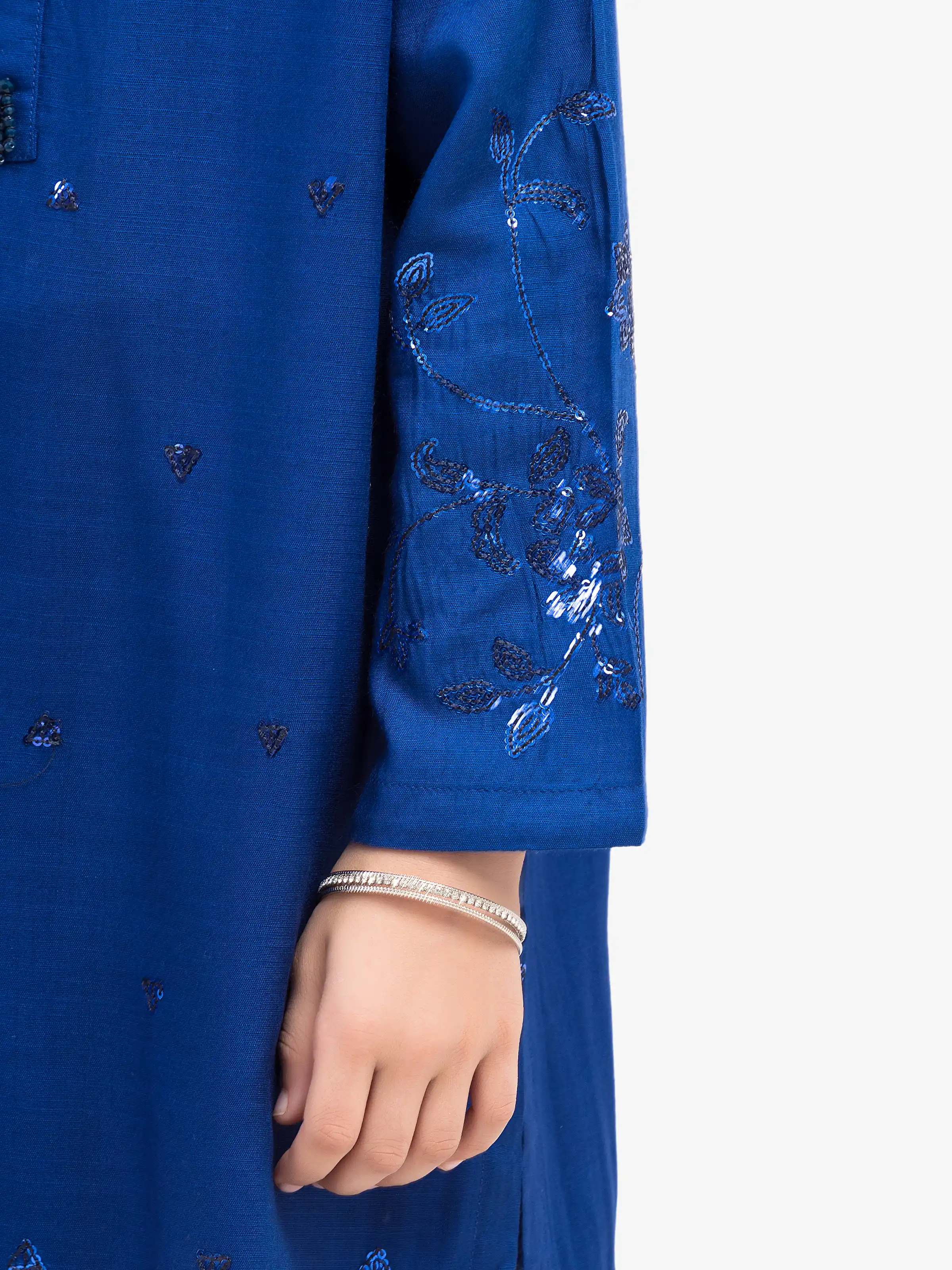 Embroidered Raw Silk Co-Ord Set - EGTPLE24-50018ST - Image 4