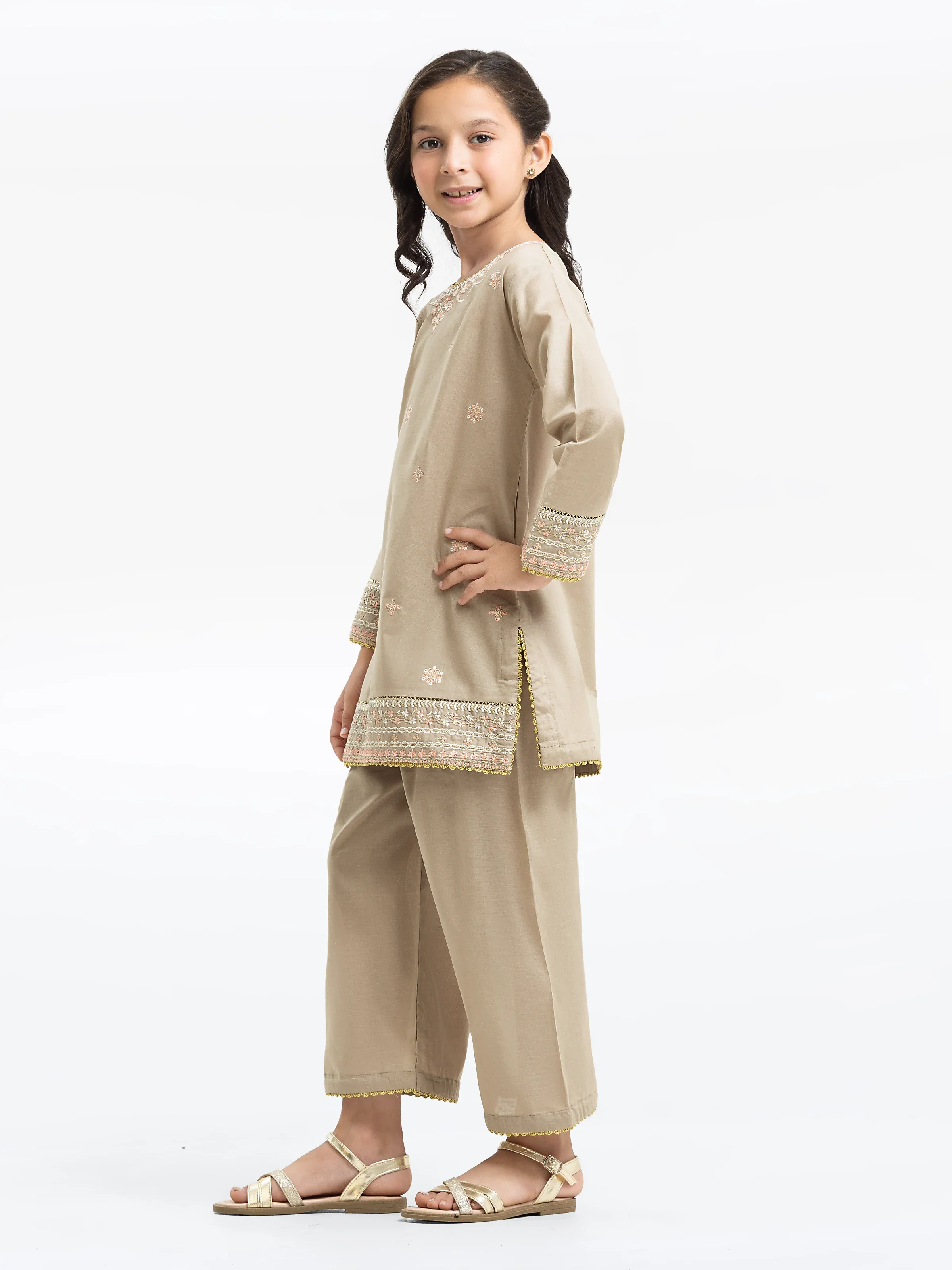 Embroidered Cambric Shirt Trouser - EGTKE24-70775ST - Image 3