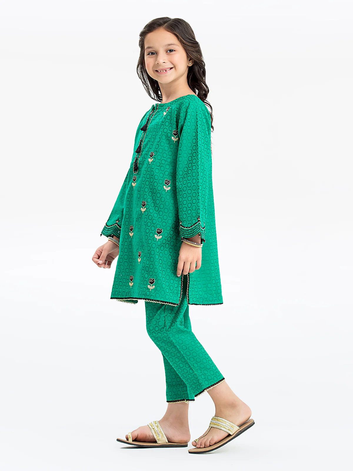 Embroidered Dobby Shirt Trouser - EGTKE24-70738ST - Image 5