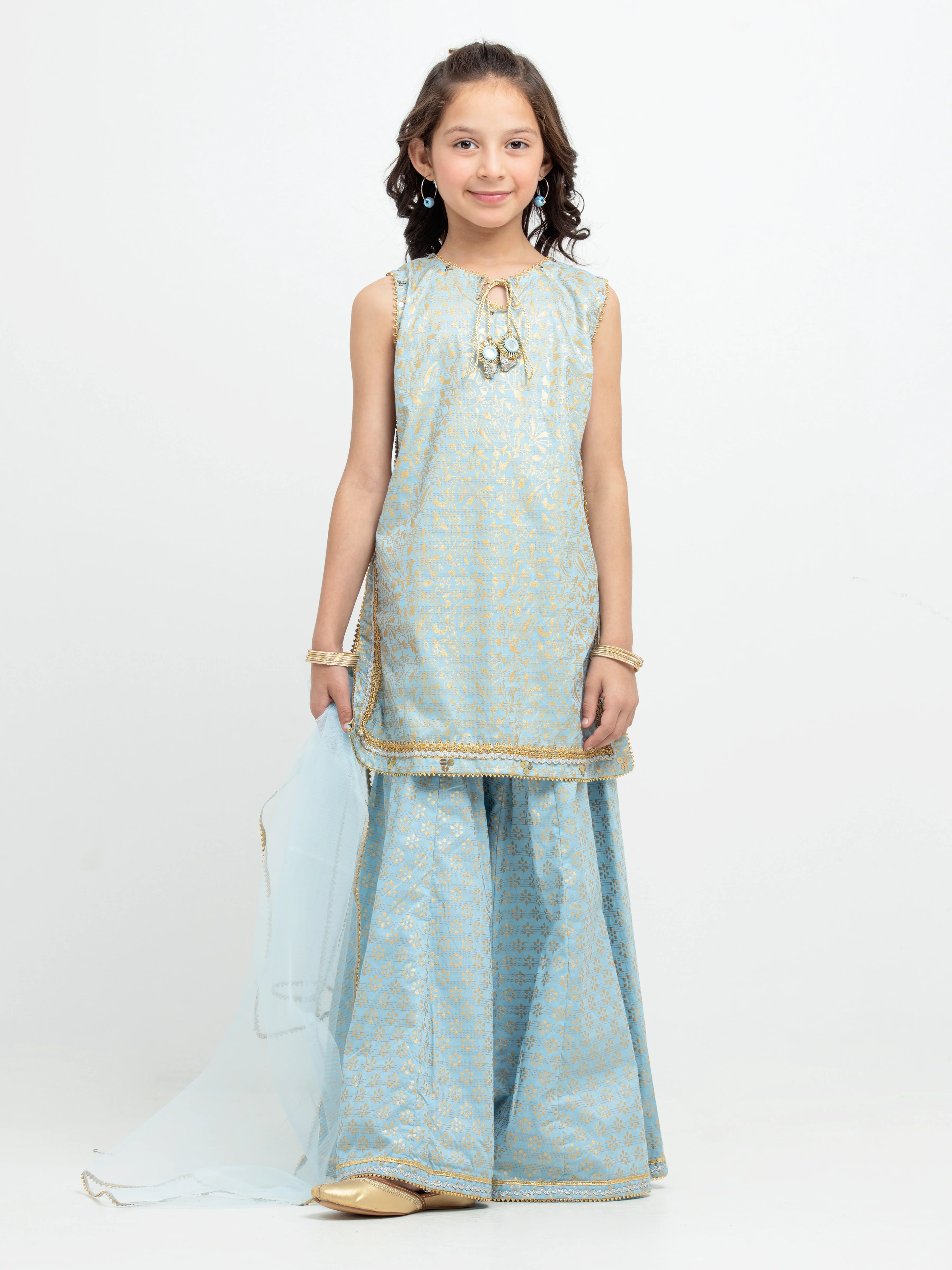 Block Print Cotton Gharara Suit - EGTPL5-50031-3P
