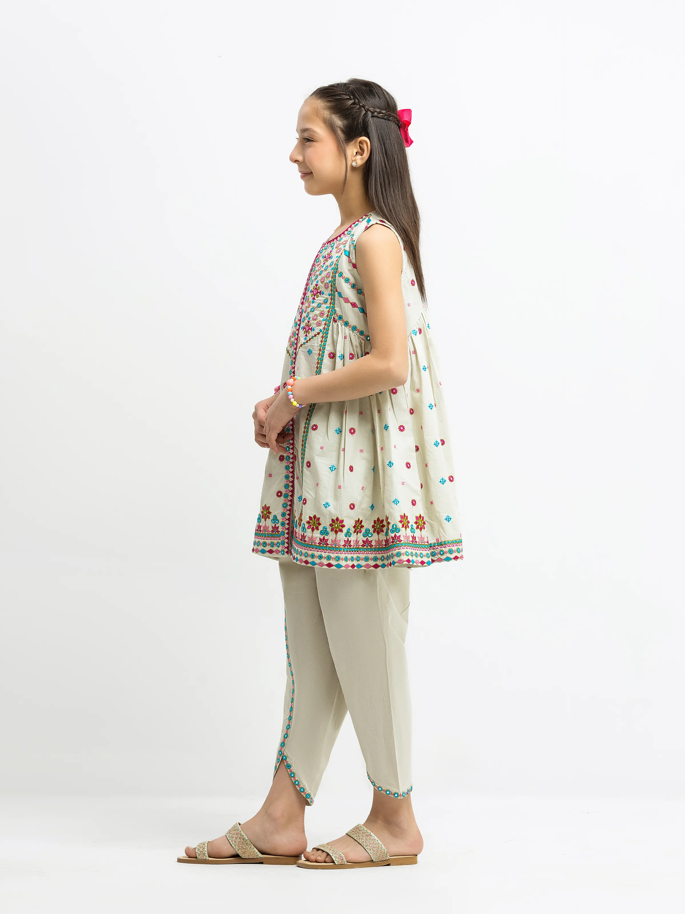 Embroidered Cambric Co-Ord Set - EGTKE5-73032ST - Image 5