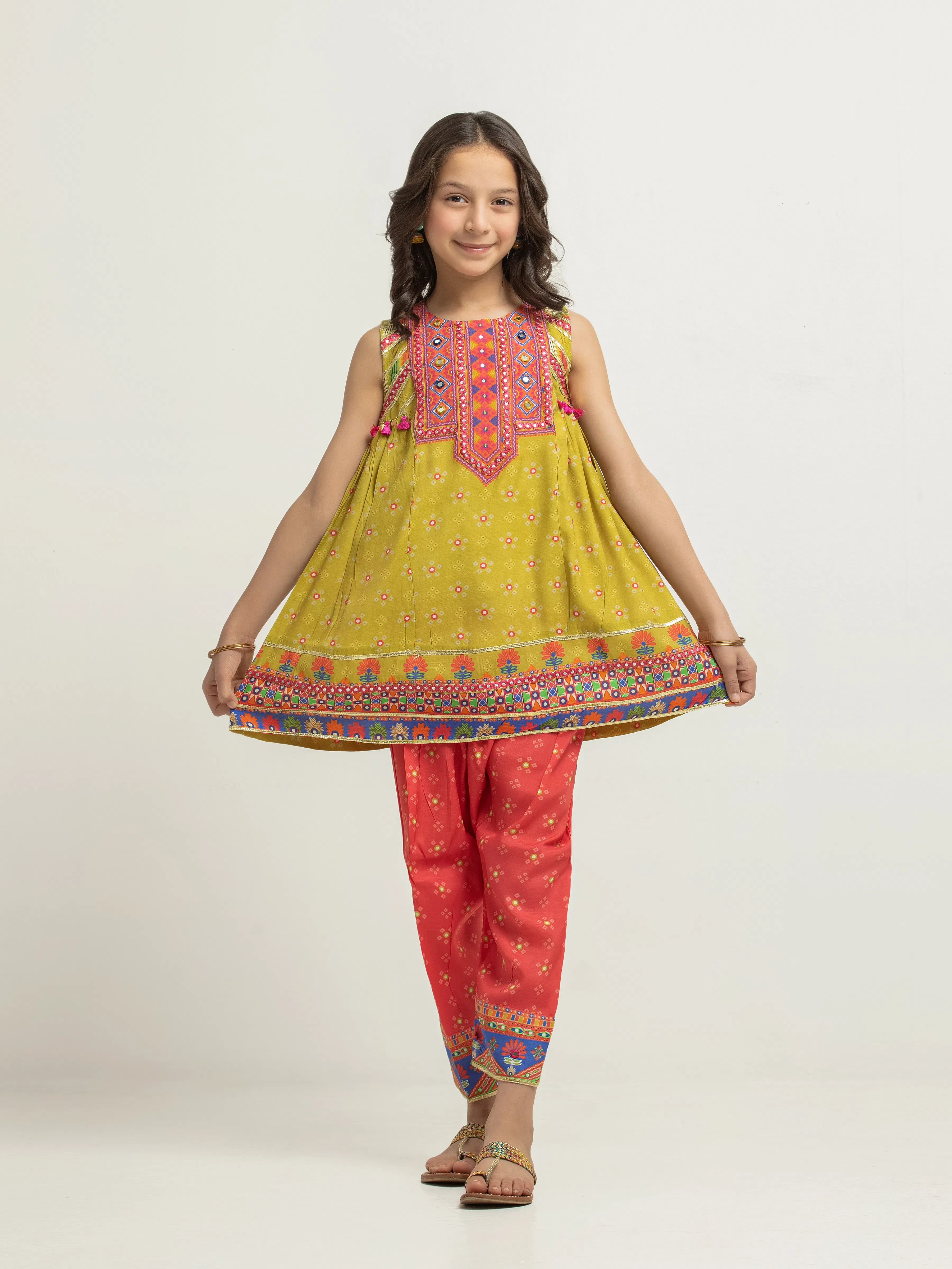 Embroidered Raw Silk Co-Ord Set - EGTKEP6-74009ST