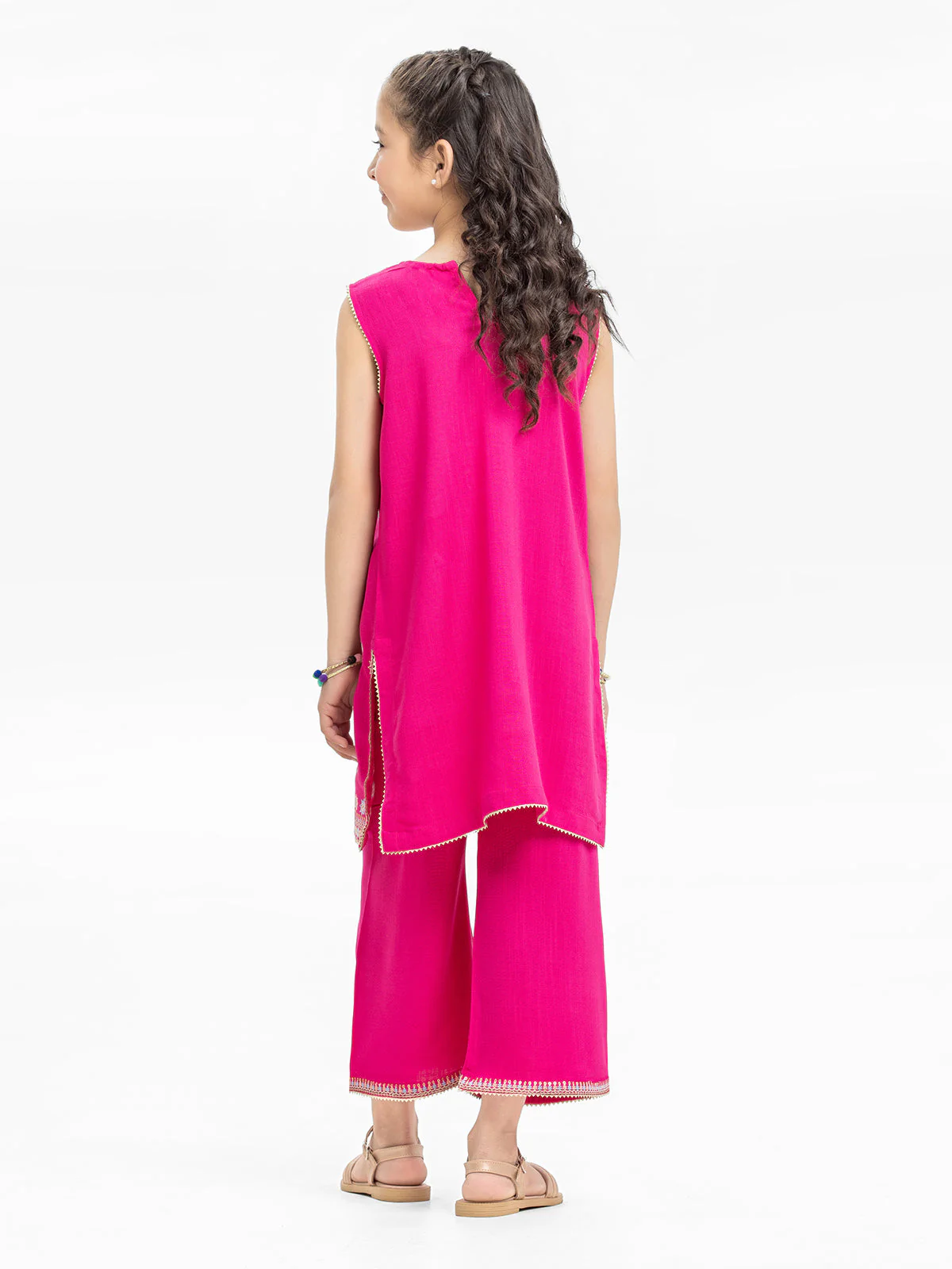 Embroidered Raw Silk Shirt Trouser - EGTKE23-70733ST - Image 5