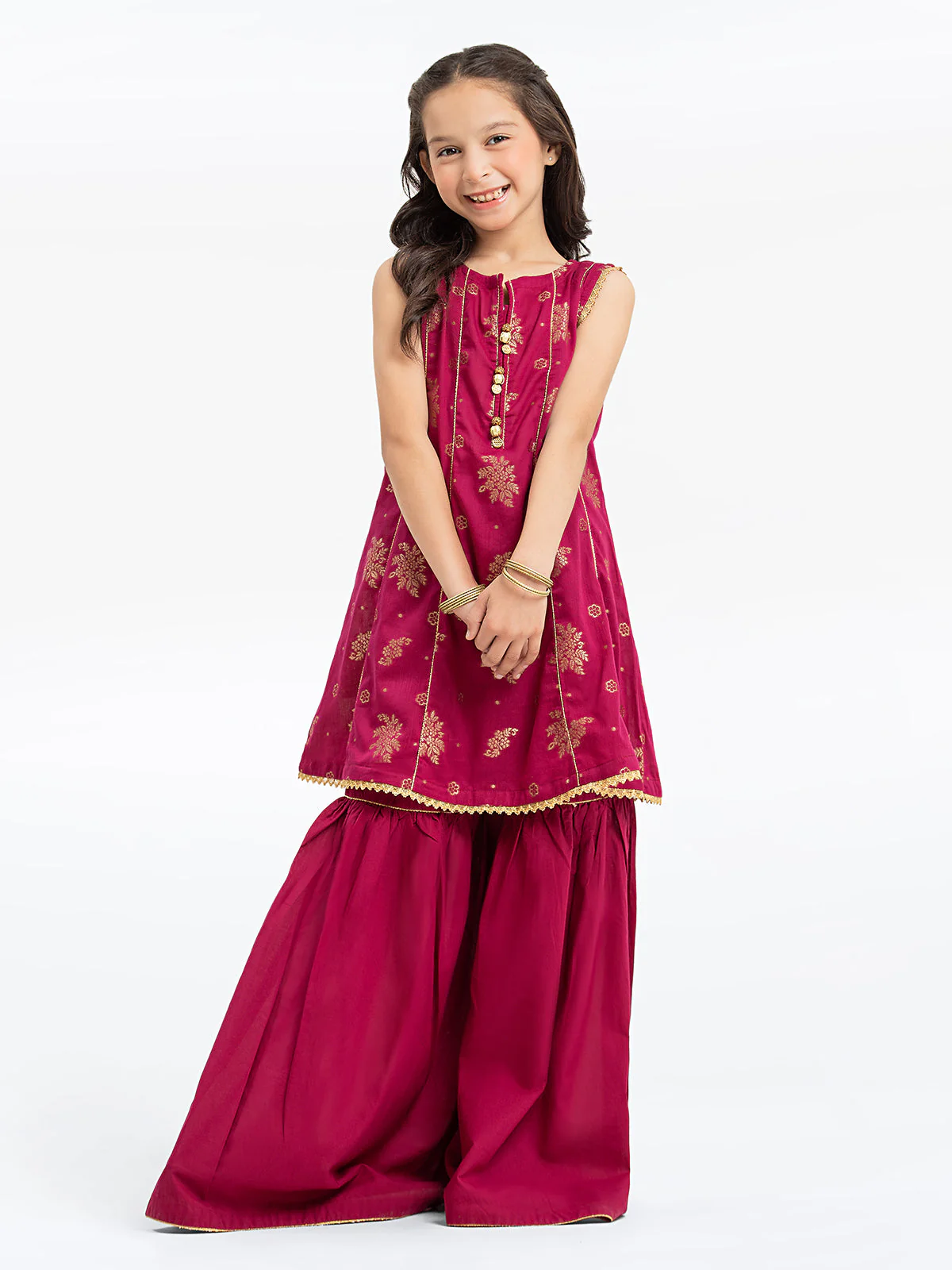 Solid Jacquard Gharara Suit - EGTKS24-70746ST